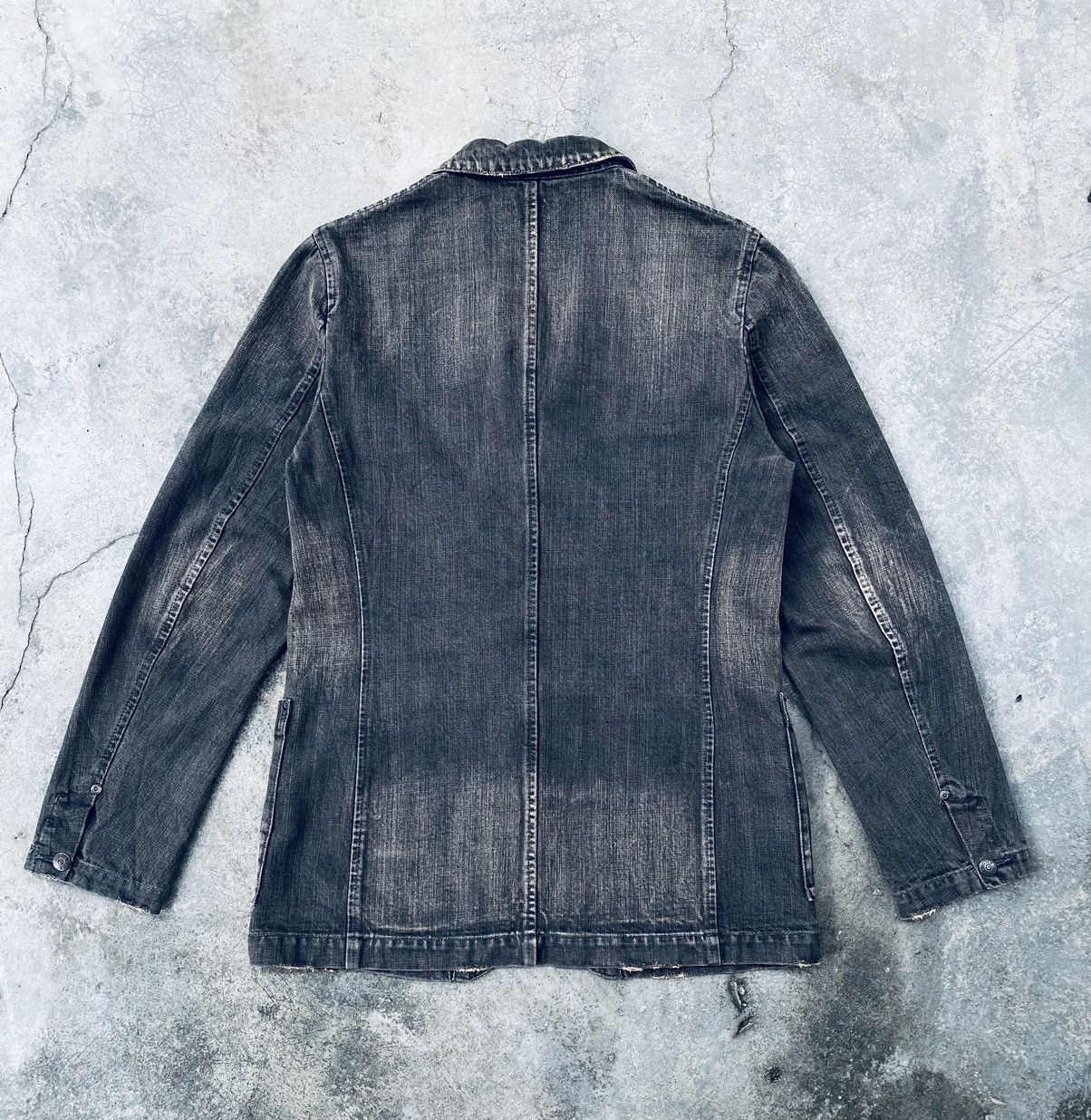 Tete Homme Vintage 90s Tete Homme Issey Miyake Denim Jacket Distressed Size L / US 10 / IT 46 - 2 Thumbnail