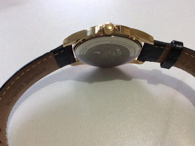Designer Rotary men's gold plated white dial leather strap watch Size ONE SIZE - 10 Thumbnail