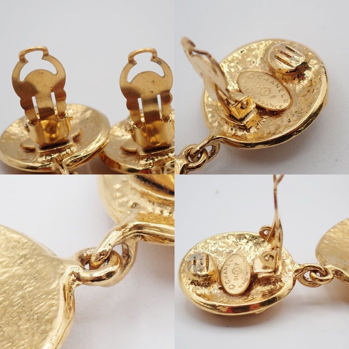 Chanel Chanel Gold Plated CC Round Drop Clip-on Earrings Gold Size ONE SIZE - 4 Thumbnail