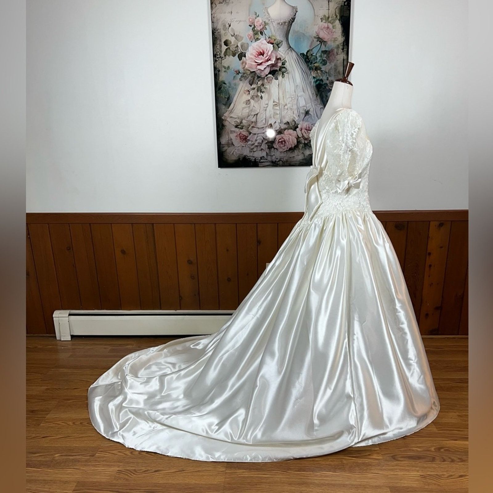 Other Vintage 1980s Alfred Angelo Heavy Satin Wedding Gown! Size XL / US 12-14 / IT 48-50 - 3 Thumbnail