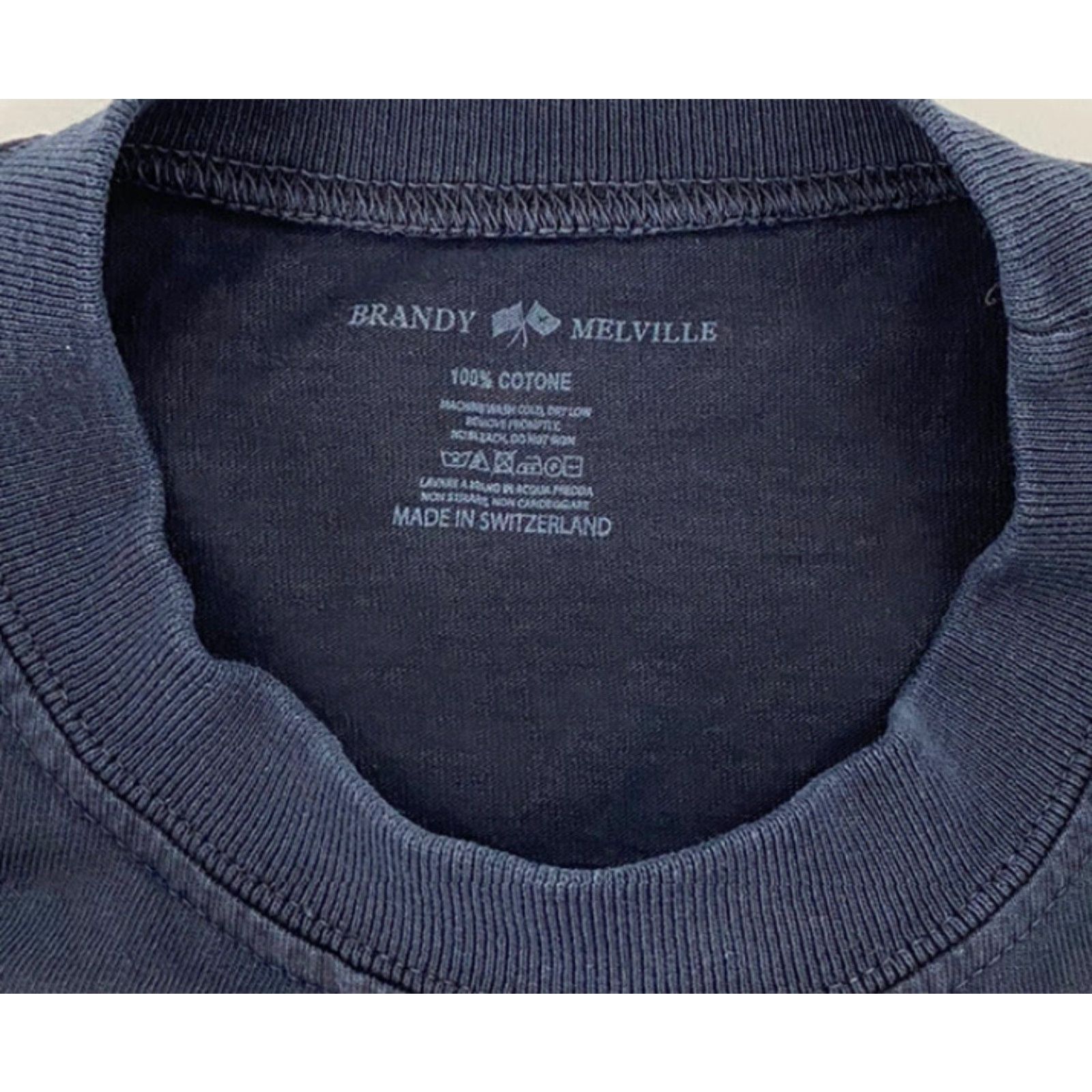 Brandy Melville VINTAGE Brandy Melville Cropped Top Womens One Size Blue Graphic Crew Neck Tee Marina Lost Girl Size ONE SIZE - 5 Thumbnail