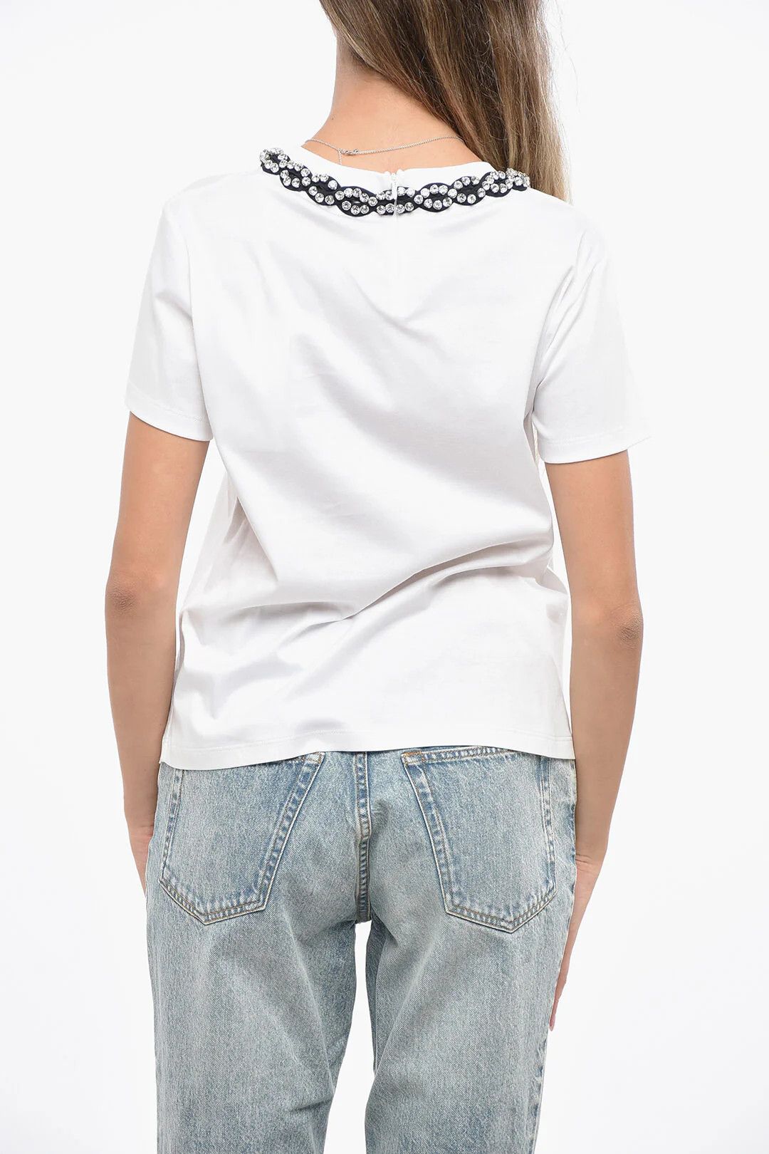 Valentino og1mm0426 Cotton Crewneck T-Shirt in White Size M / US 6-8 / IT 42-44 - 2 Thumbnail