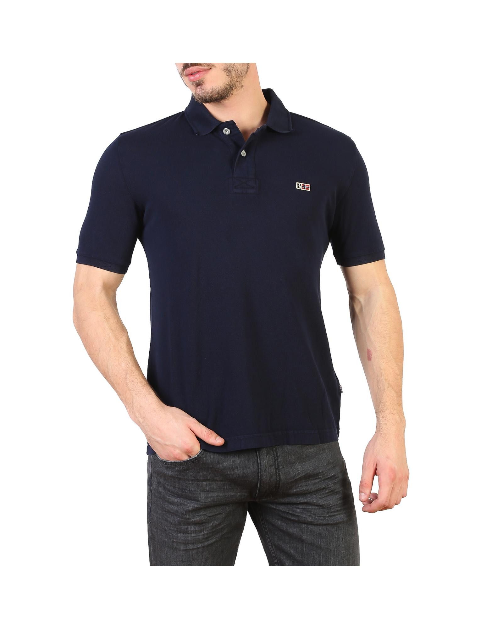 image of Napapijri Button Fastening Polo Shirt With Short Sleeves in Blue, Men's (Size Small)