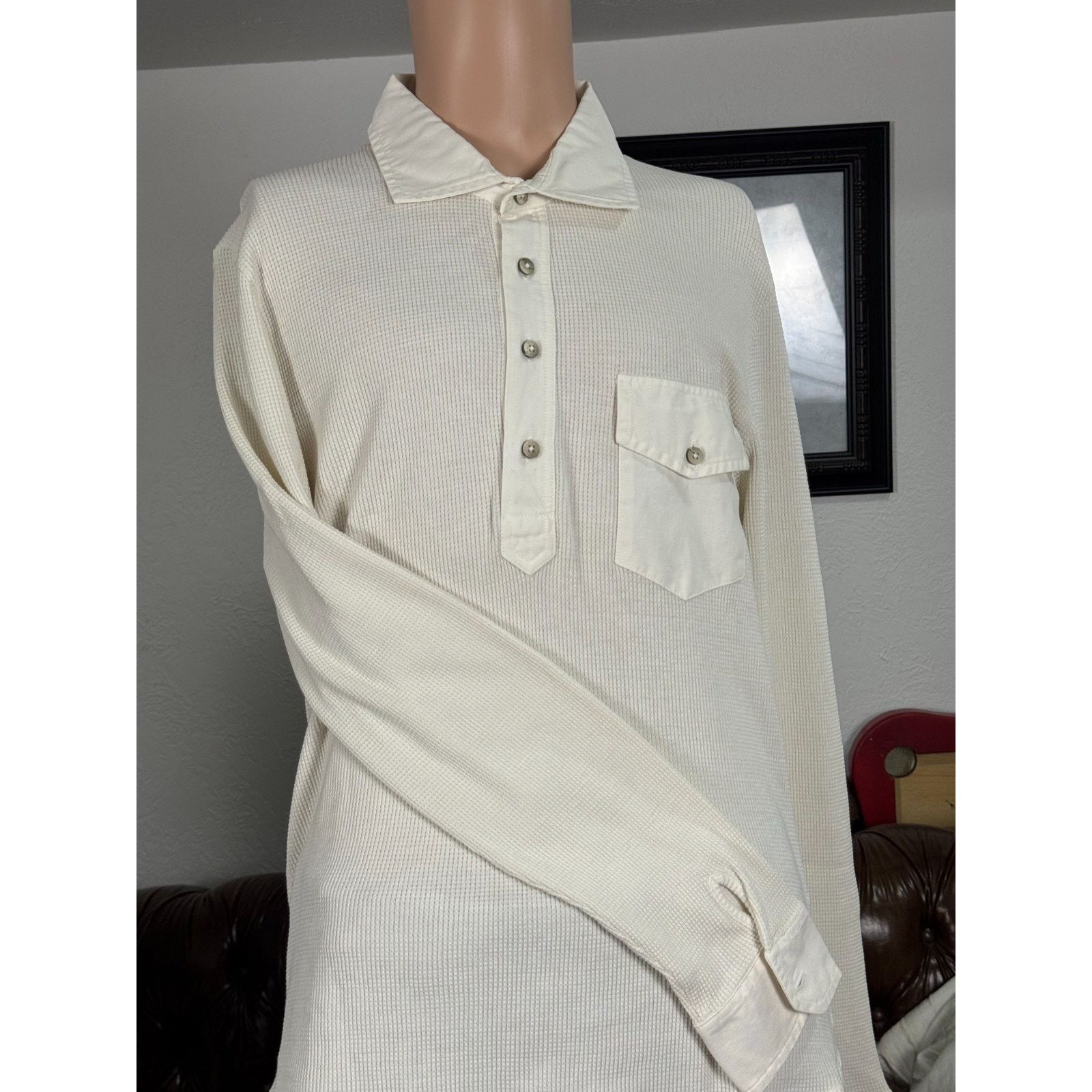 Eidos Napoli Eidos Napoli Waffle Knit Polo Shirt size 52/XL Ivory Camicia Size US XL / EU 56 / 4 - 1 Thumbnail