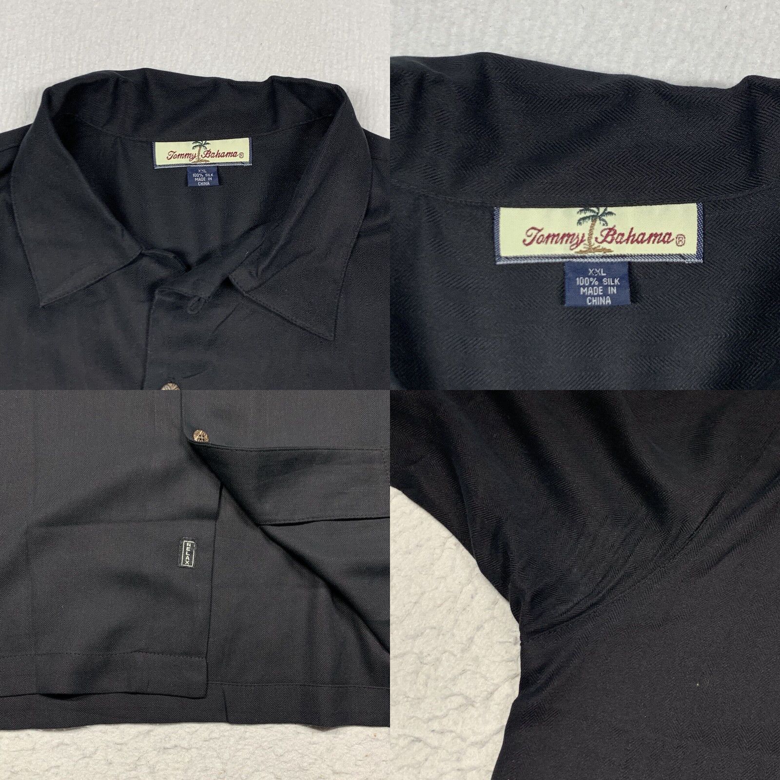 Tommy Bahama Tommy Bahama Weekends Weekdays Whatever Embroidered Silk Shirt 2XL Mens Black Grailed