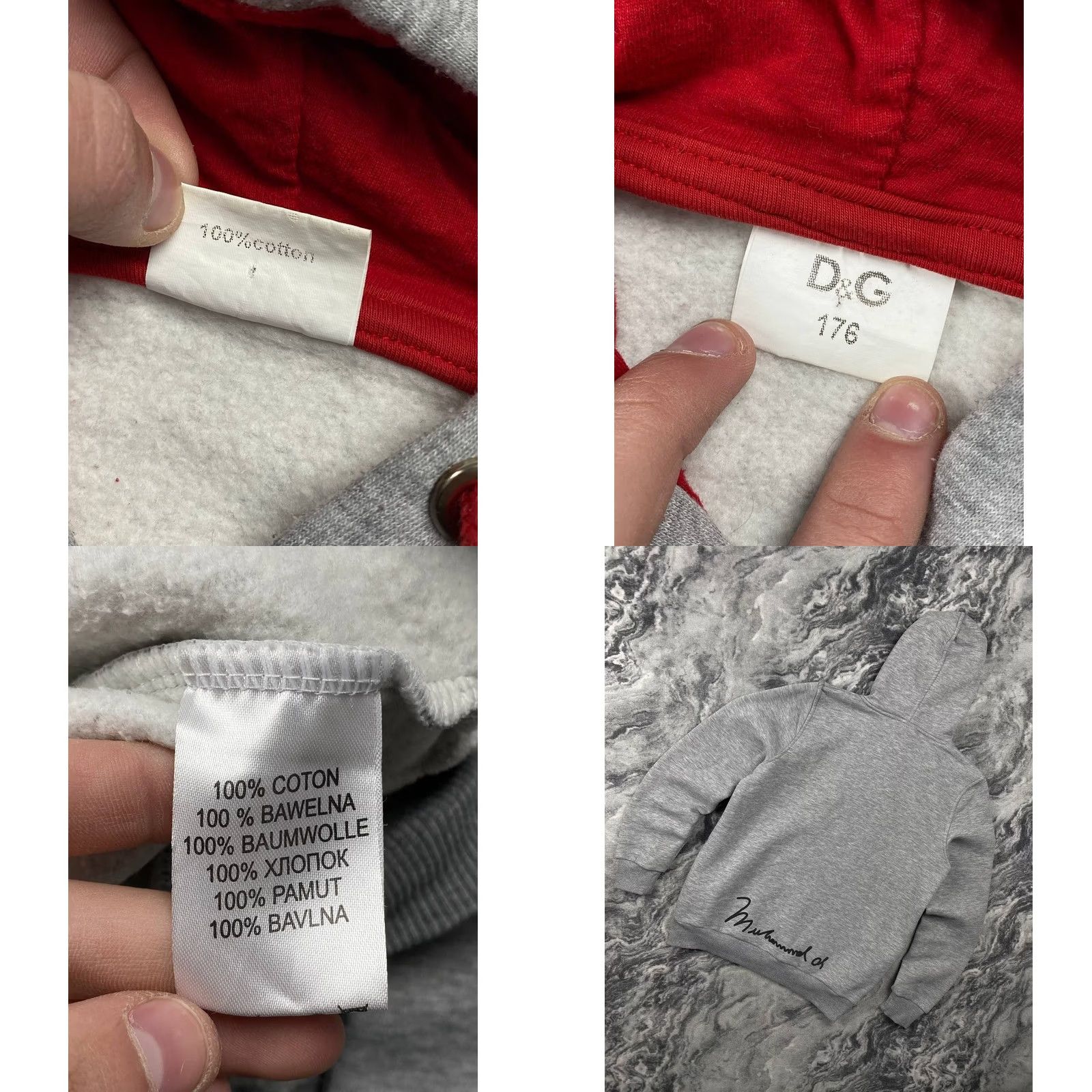 Dolce & Gabbana VINTAGE Dolce Gabbana Muhammed Ali Hoodie Men M Gray 90s Logo Big Size US M / EU 48-50 / 2 - 8 Thumbnail