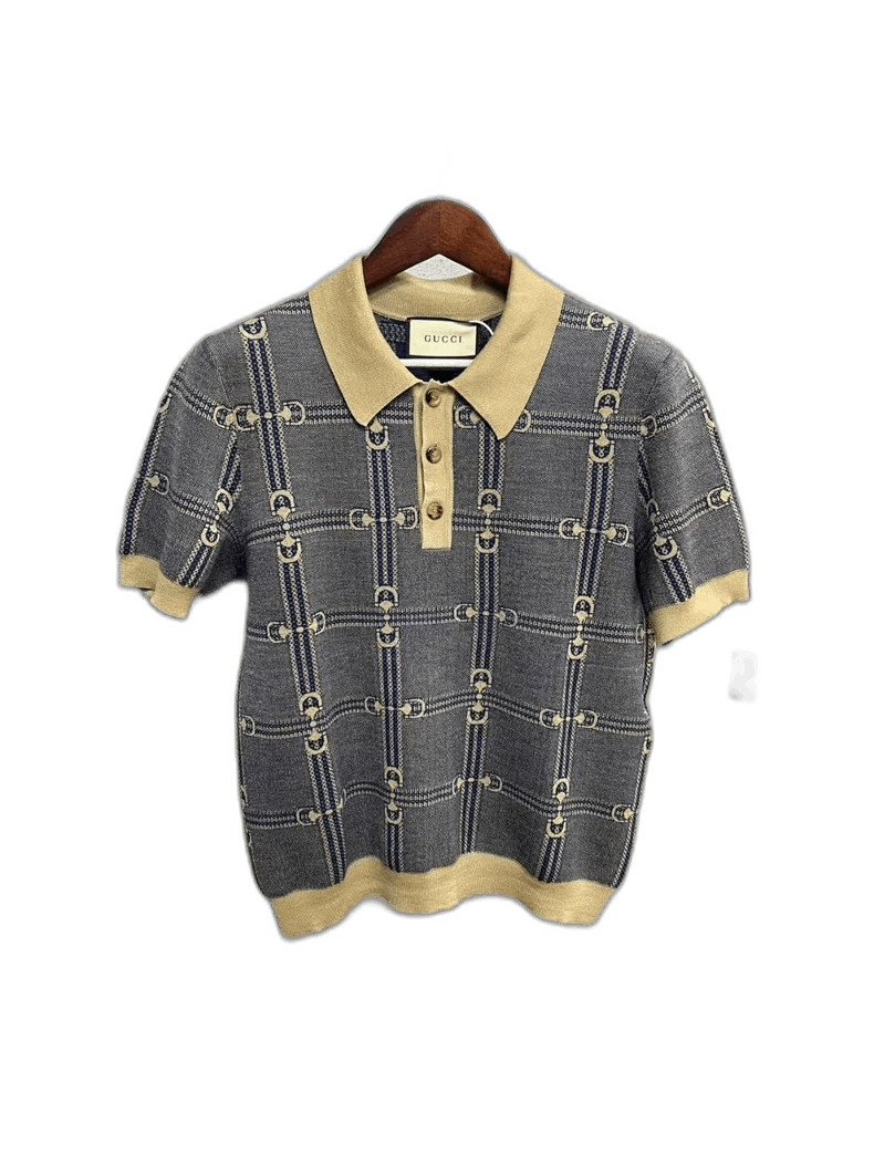 Gucci Grey Brown Short Sleeve Polo Shirt