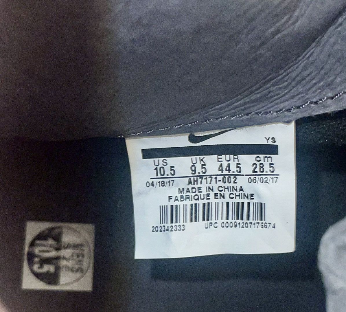 Authentic Nike Vandal High PRM John Elliott anthracite 10.5