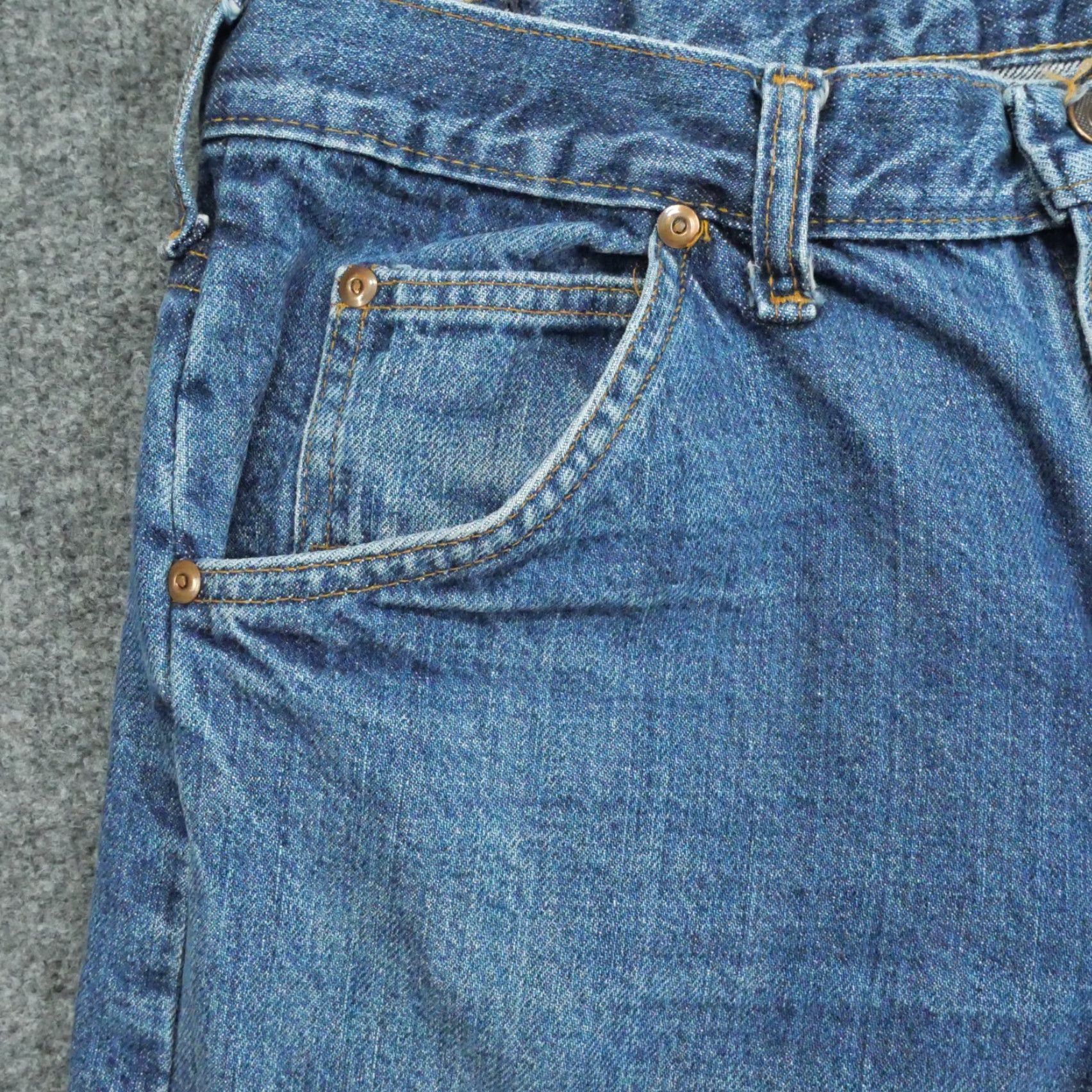 Denime VINTAGE Gauchos Jeans Mens 30x30 Blue Denim Pants Faded Straight Leg 80s Size US 30 / EU 46 - 3 Thumbnail