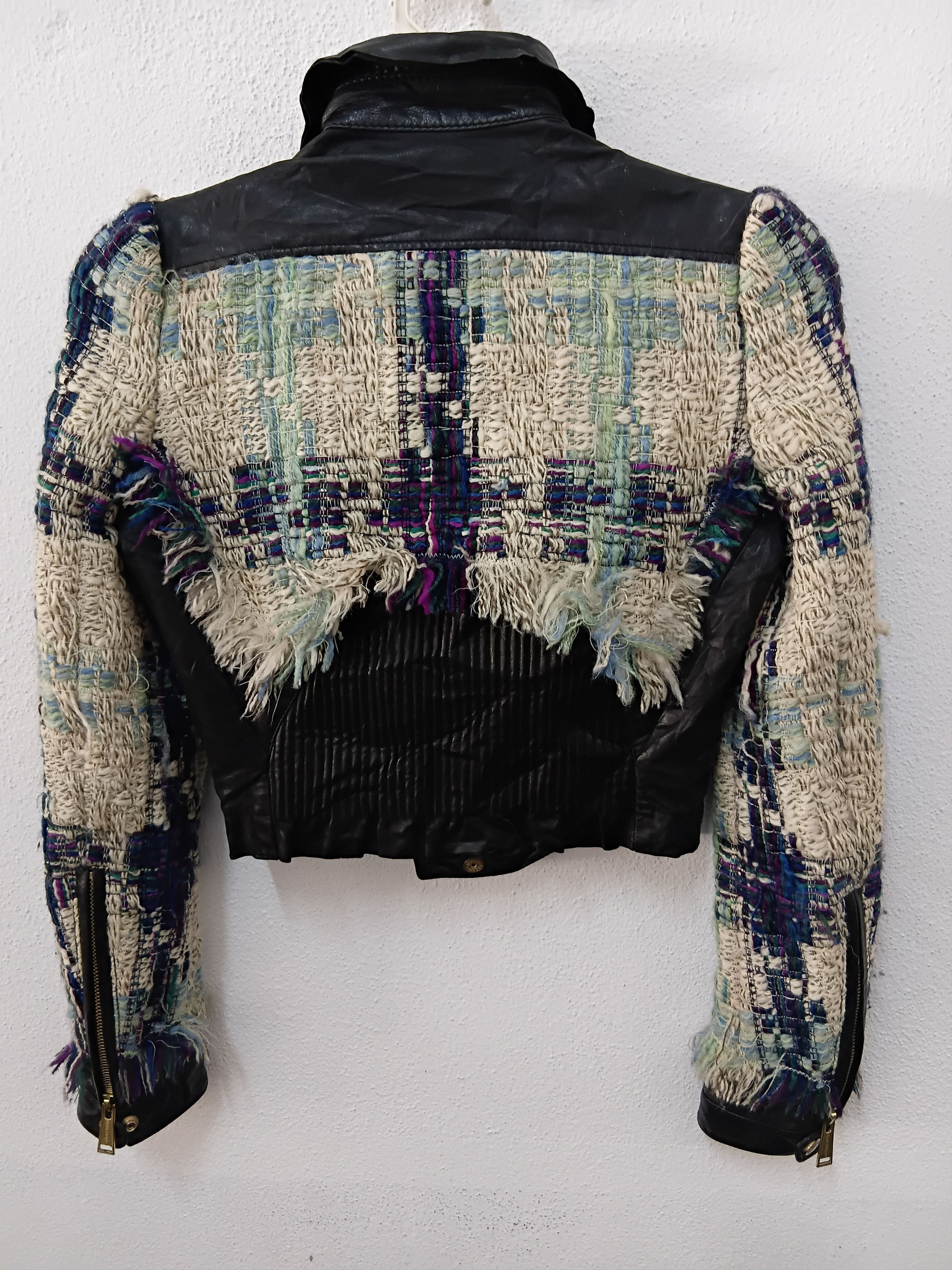 Dsquared2 Vintage Dsquared2 leather and tweed biker jacket Size S / US 4 / IT 40 - 3 Thumbnail