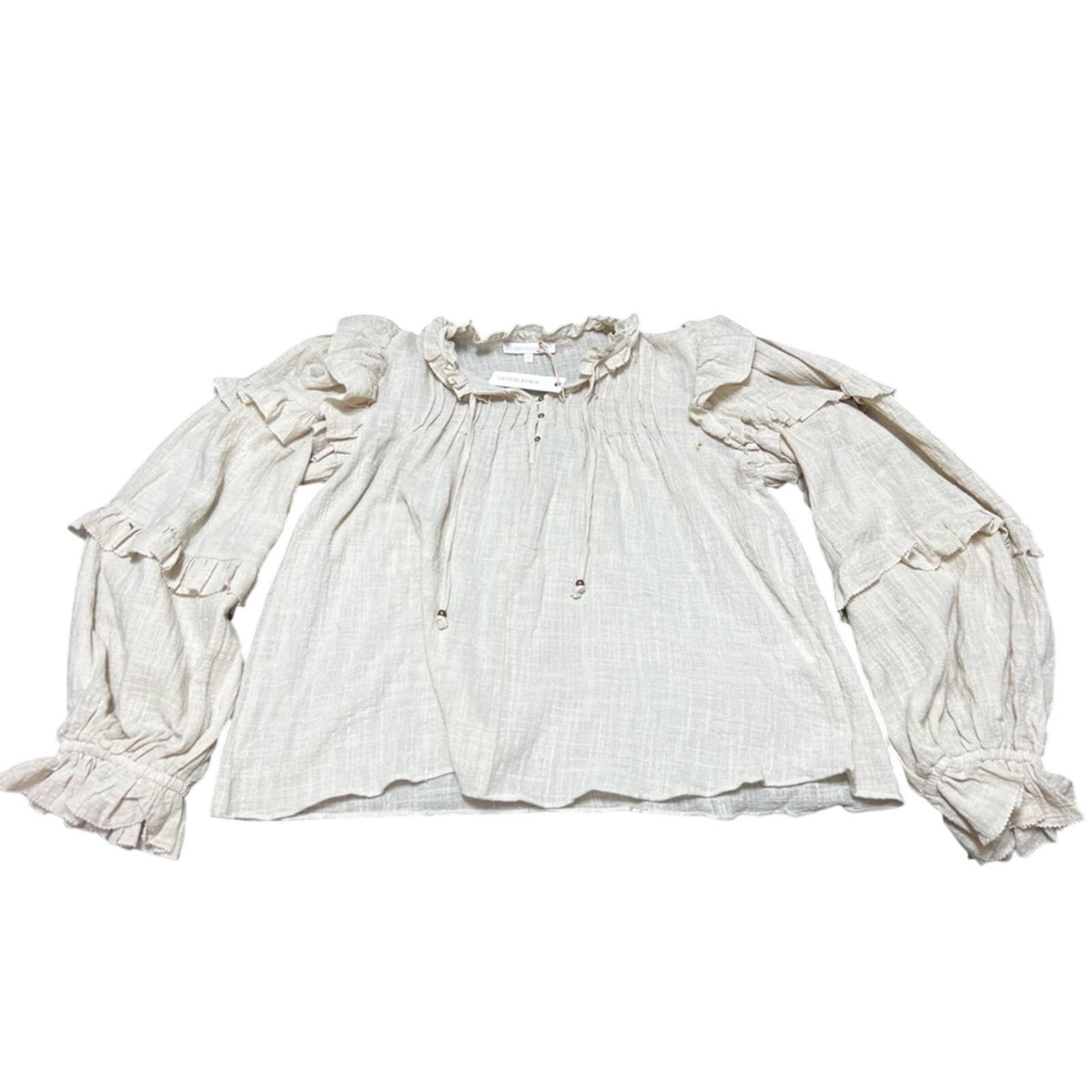 Other Olivaceous Cream Boho Peasant Flowy Blend 3/4 Sleeve Blouse Size M / US 6-8 / IT 42-44 - 1 Thumbnail