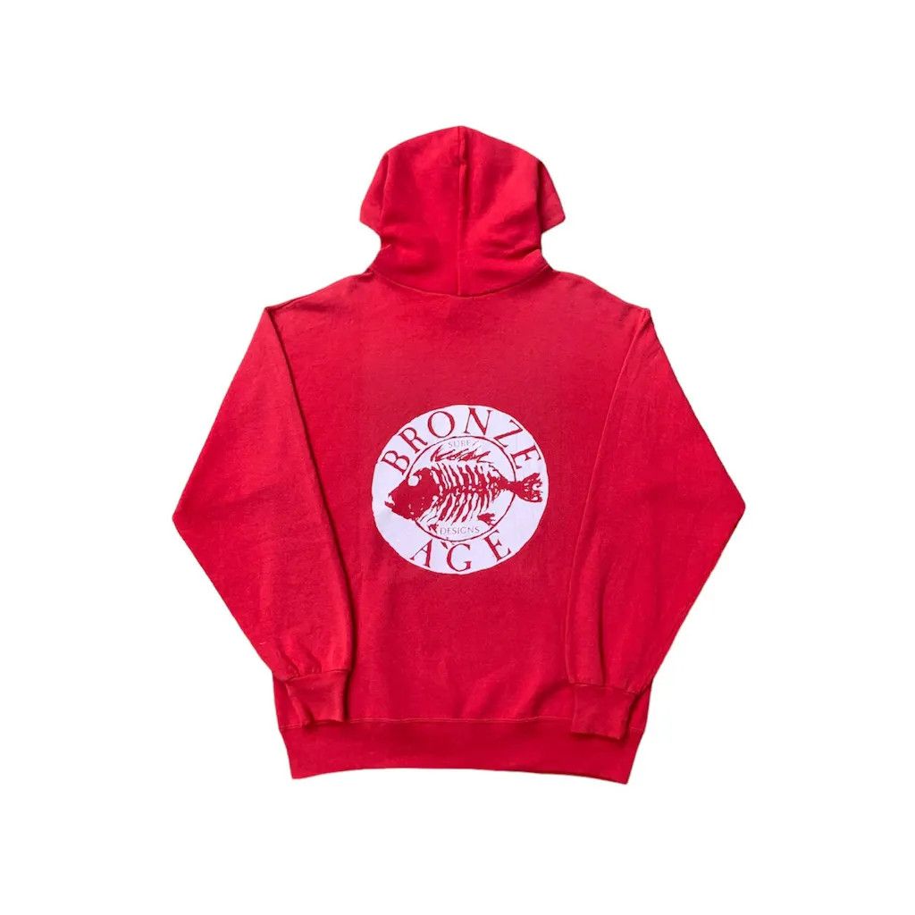 image of Skategang x Vintage Bronze Age Skateboards Hoodie in Faded Red, Men's (Size Large)