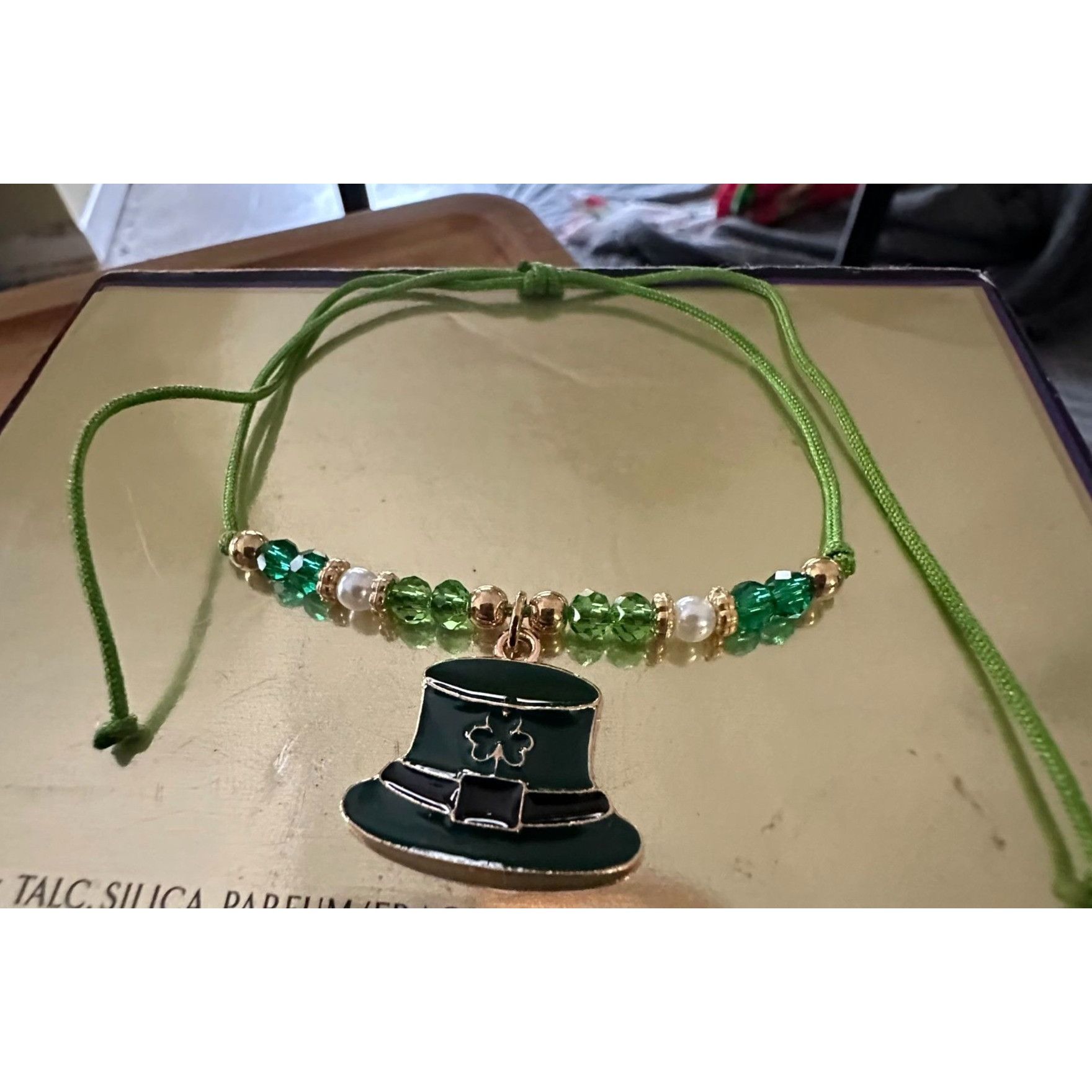 Handmade St Patricks Day Knotted String Beaded Bracelet Anklet Leprec Size ONE SIZE - 3 Thumbnail