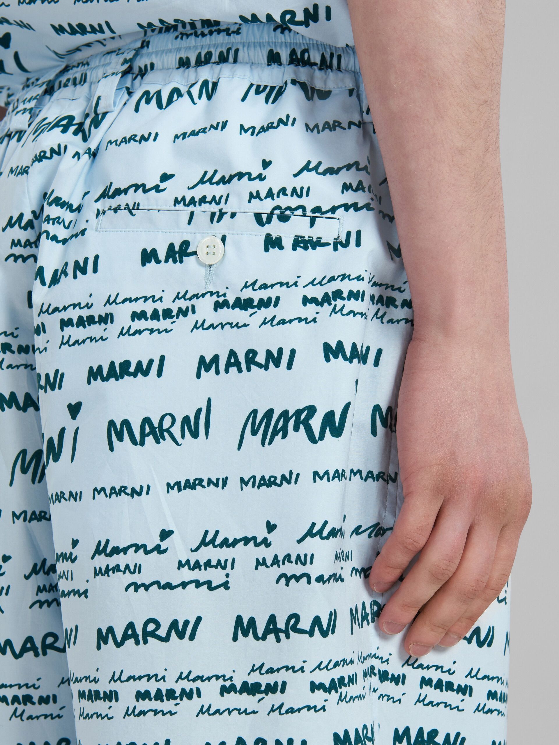 Marni o1w1db10125 Poplin Shorts in Navy Blue/Light Blue Size US 34 / EU 50 - 5 Thumbnail