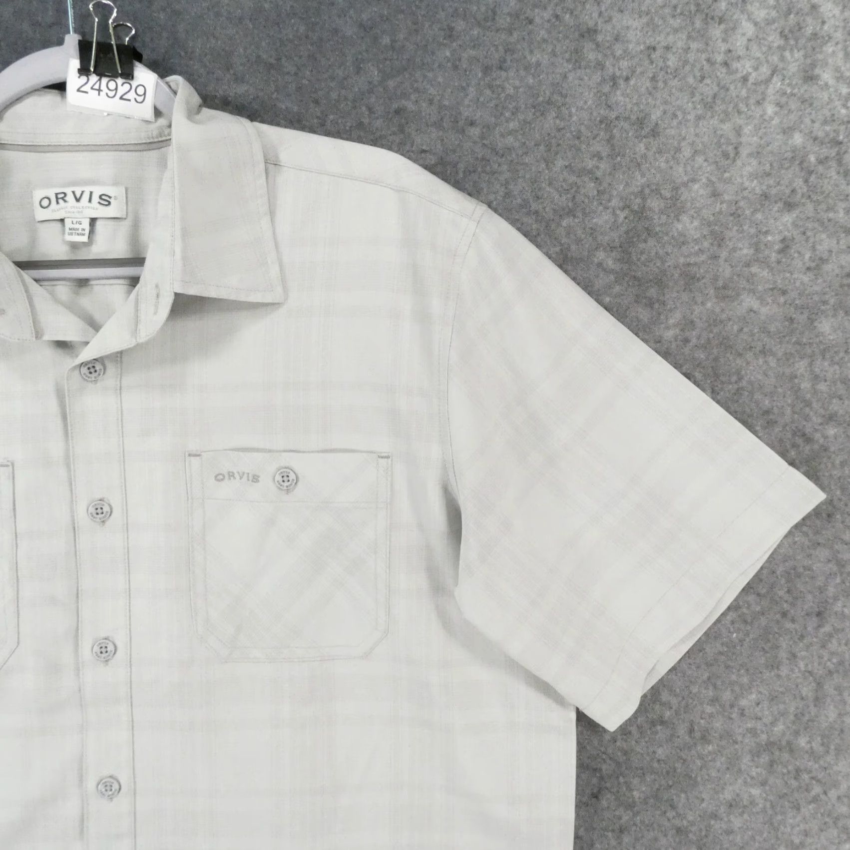 Orvis Orvis Shirt Mens Large Short Sleeve Button-Up Gray Plaid Lightweight Size US L / EU 52-54 / 3 - 6 Thumbnail
