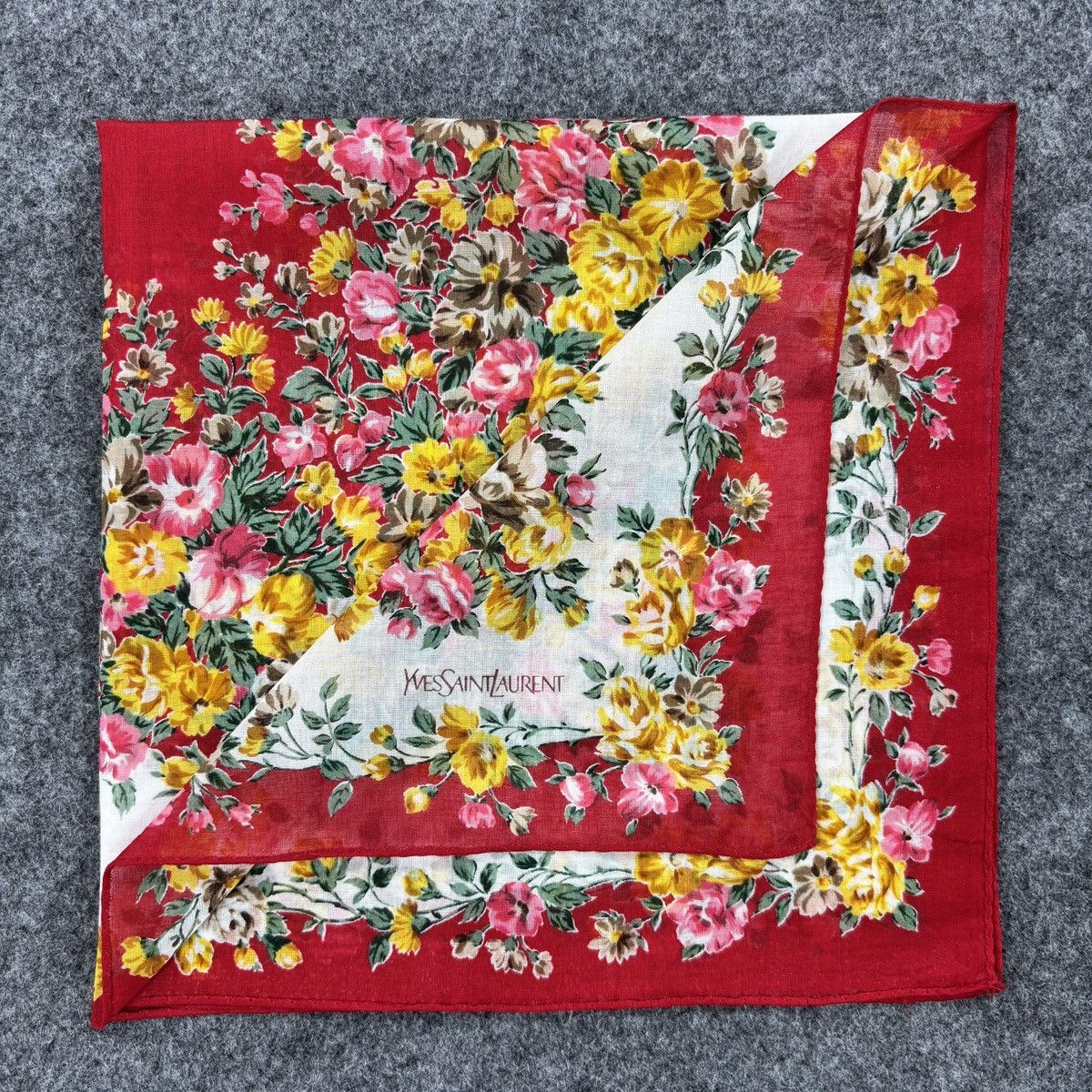 Vintage YSL Floral Handkerchief # E056 # Bandana # Neckerchief Size ONE SIZE - 1 Thumbnail