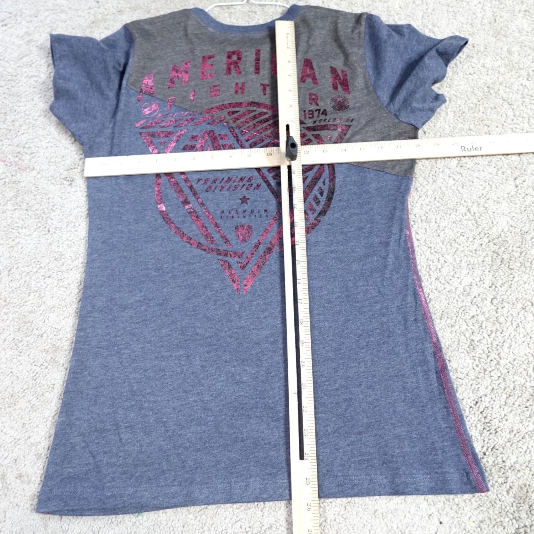 Vintage American Fighter Shirt Blue L Short Sleeve Crew Neck Double-Sided USA Buckle Women's Size L / US 10 / IT 46 - 4 Thumbnail