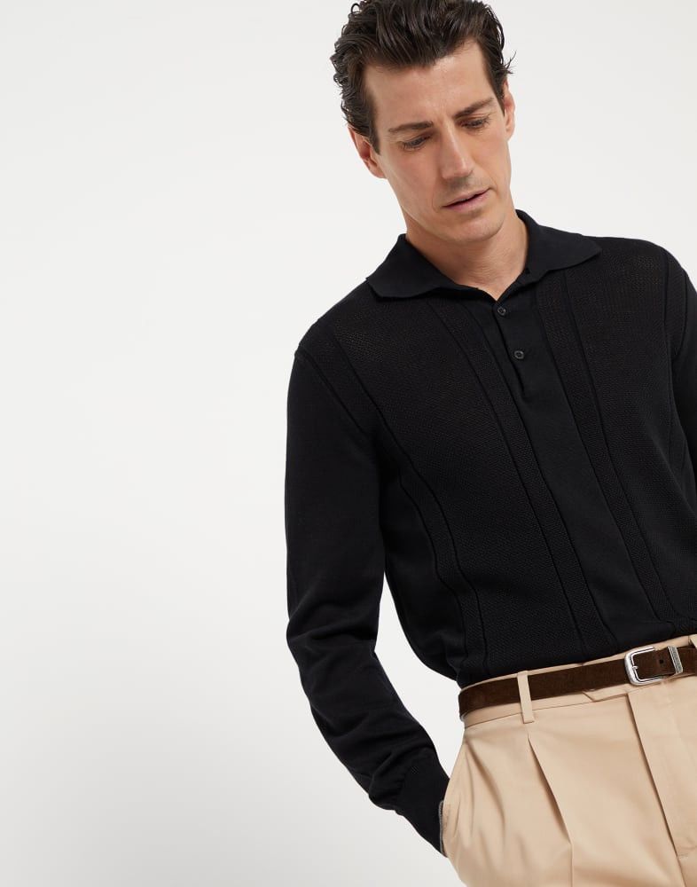 Brunello Cucinelli o1w1db10825 Polo Sweater in Black Size US S / EU 44-46 / 1 - 3 Thumbnail