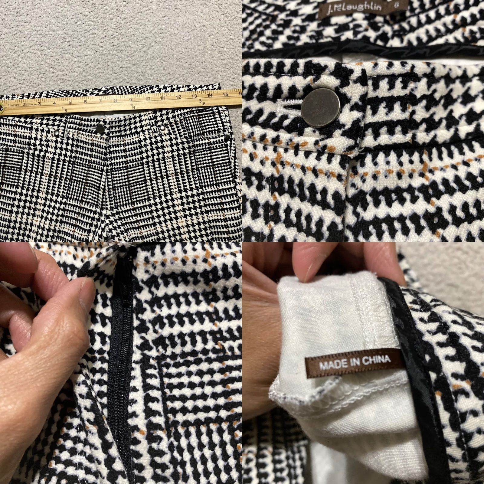J.McLaughlin J. Mclaughlin Womens Pants Black Plaid Slim Ankle Low Rise Pockets sz 6 Size 28" / US 6 / IT 42 - 8 Thumbnail