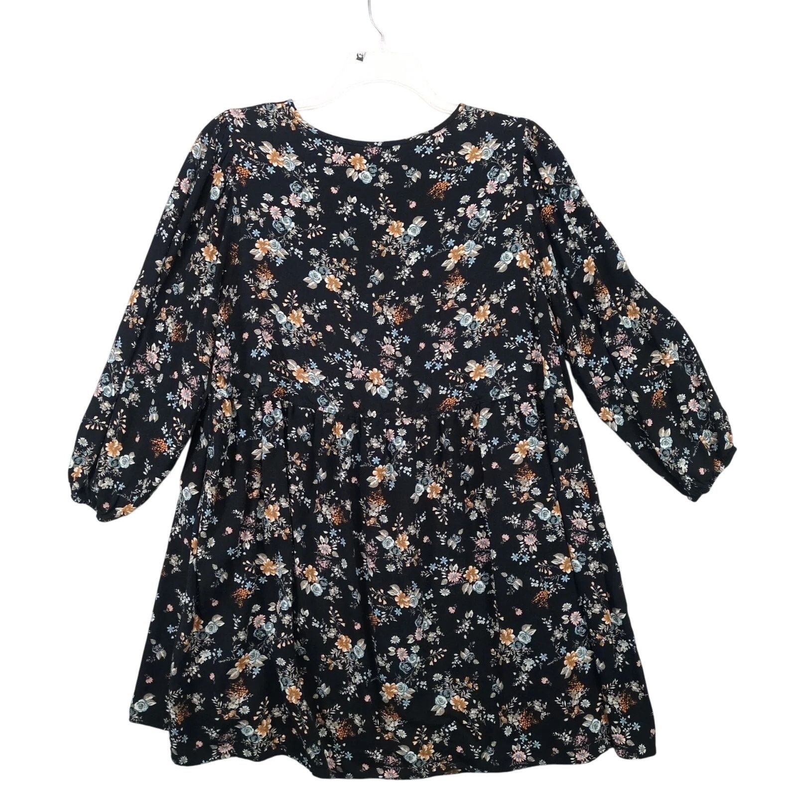 Other Love Fire Women's Plus Size 1X Black Floral Dress Puff Sleev Size XXL / US 16-18 / IT 52-54 - 2 Thumbnail