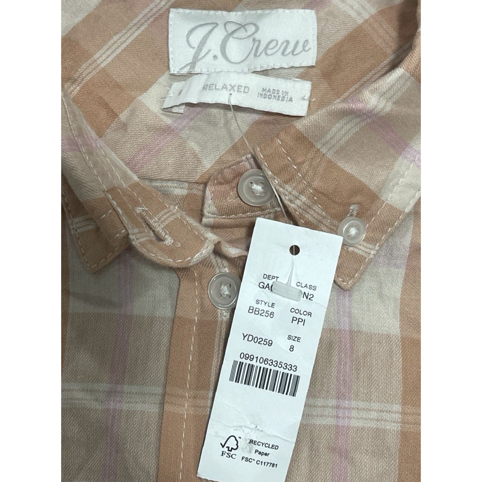 J.Crew VINTAGE NWT J. Crew Relaxed Fit Featherweight Peach / Pink Shirt Sz 8 Size M / US 6-8 / IT 42-44 - 4 Thumbnail