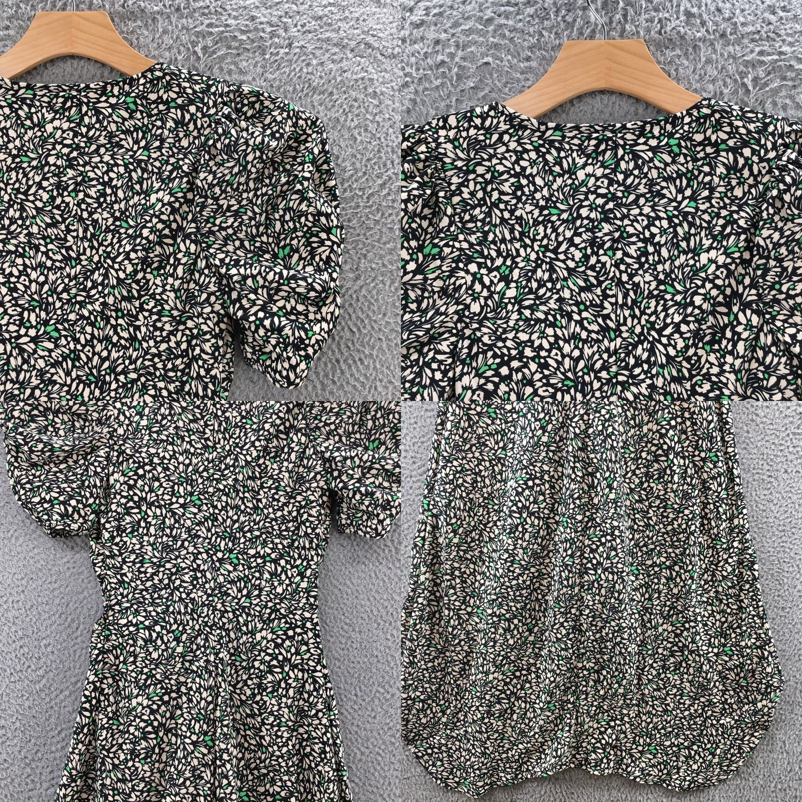 Vintage A New Day Midi Dress Womens XS Beige Floral Vneck Puff Sleeves Pull On Casual Dress Size XS / US 0-2 / IT 36-38 - 10 Thumbnail
