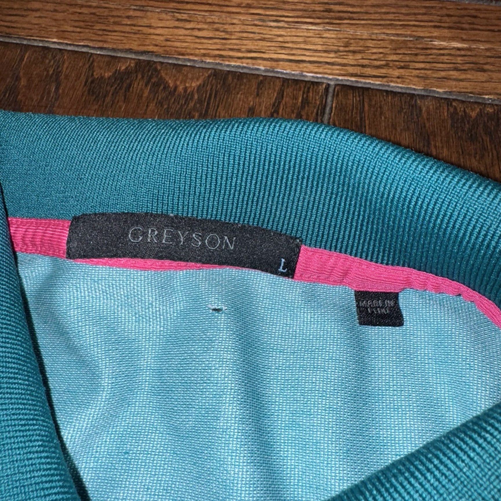 Vintage Greyson Polo Shirt Mens Large Blue Green Teal Golf Logo Embroidered Short Sleeve Regular Size US L / EU 52-54 / 3 - 2 Thumbnail