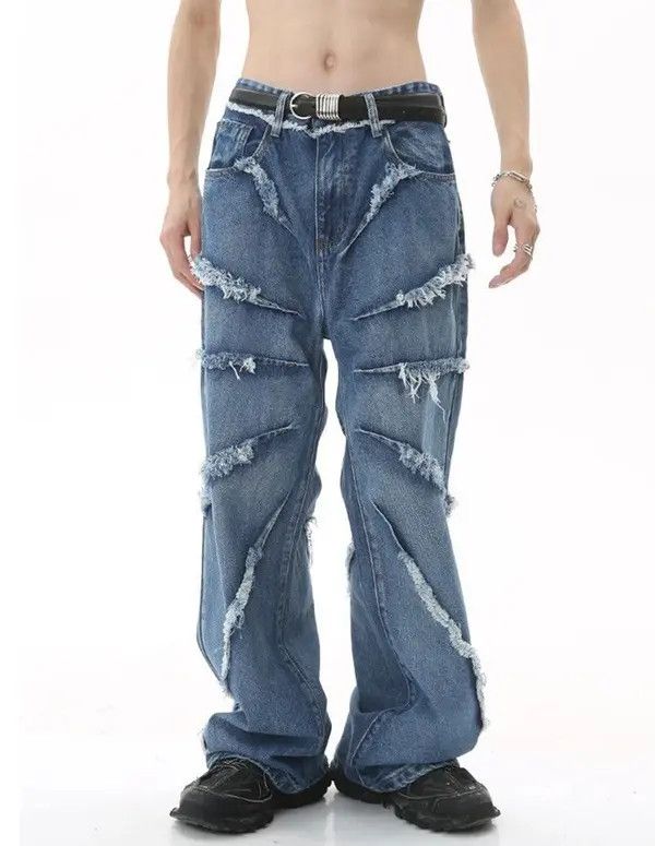 Japanese Brand × Jean Raw edge wide-leg jeans with retro design Size US 32 / EU 48 - 1 Thumbnail