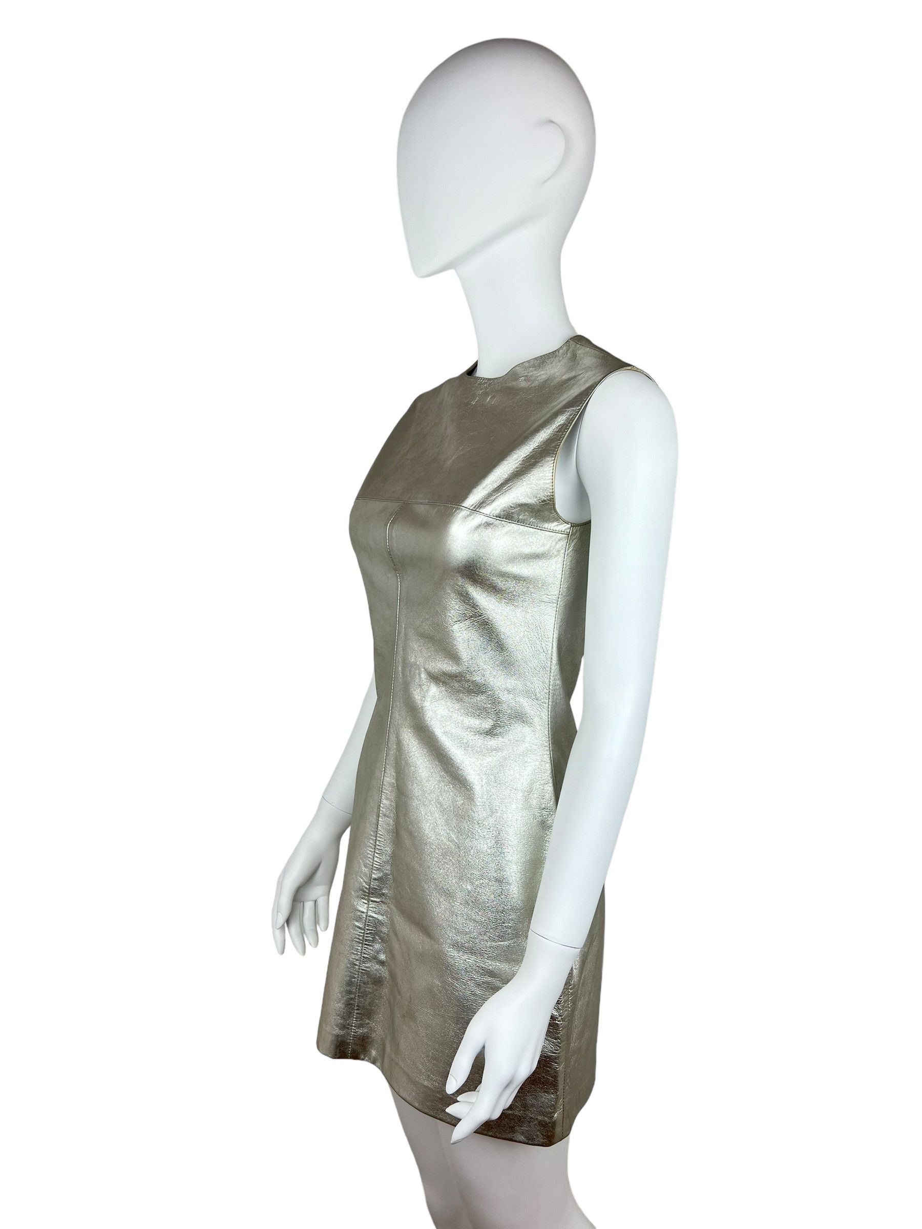 Paco Rabanne Paco Rabanne 1966 Metallic Leather Mini Dress. Size M / US 6-8 / IT 42-44 - 2 Thumbnail