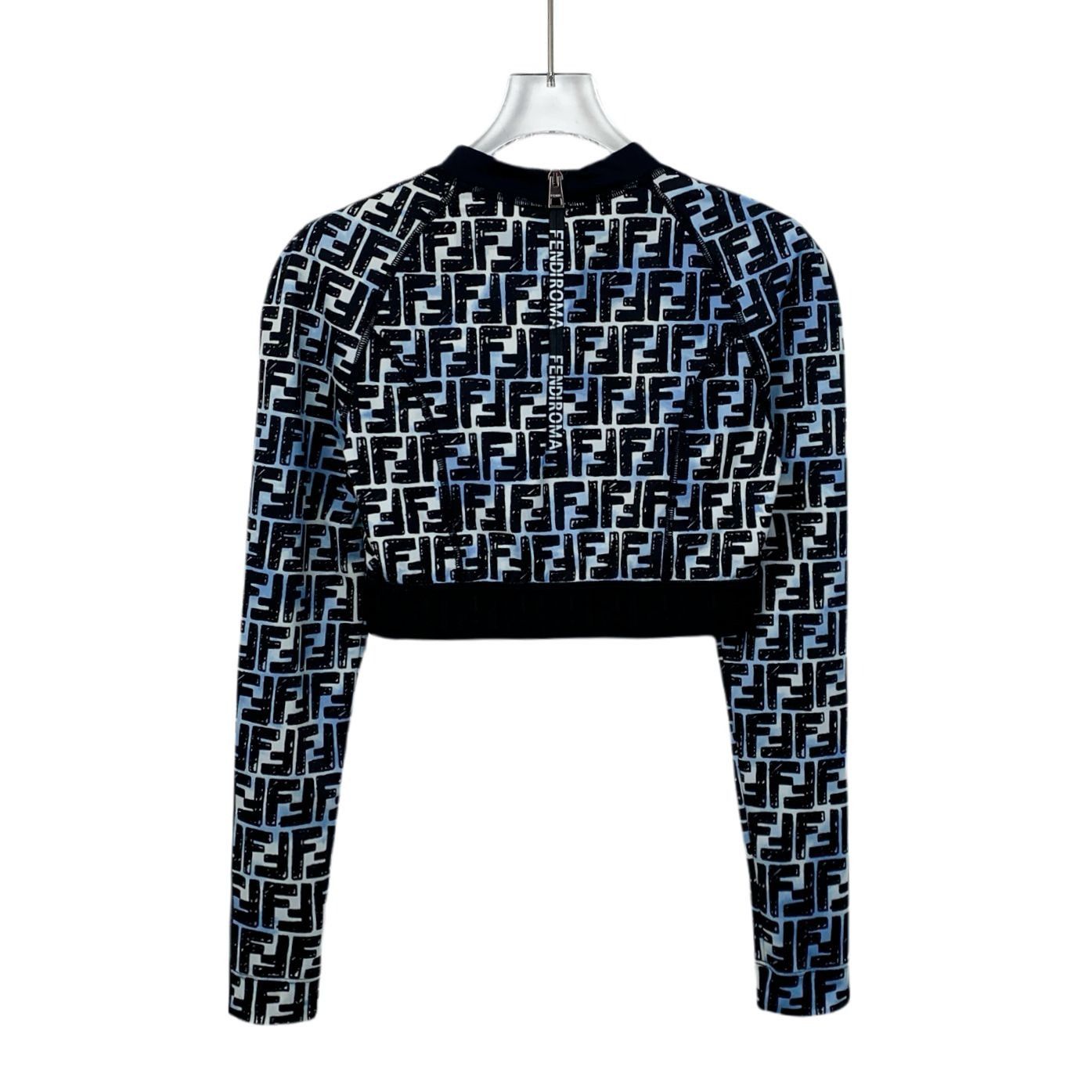 Fendi Fendi Roma Logo Full Print Round Neck Long Sleeve Crop Top T Size M / US 6-8 / IT 42-44 - 7 Thumbnail