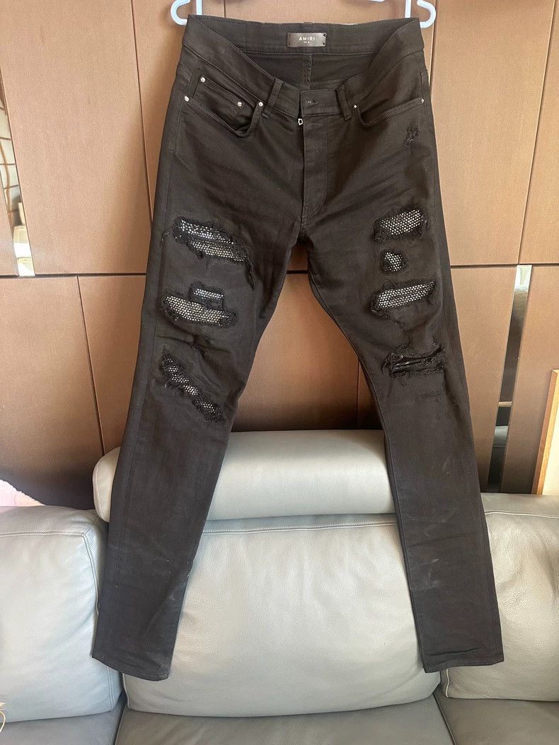 Amiri Amiri Black Diamond Crystal Destroy Jean Size US 34 / EU 50 - 1 Thumbnail