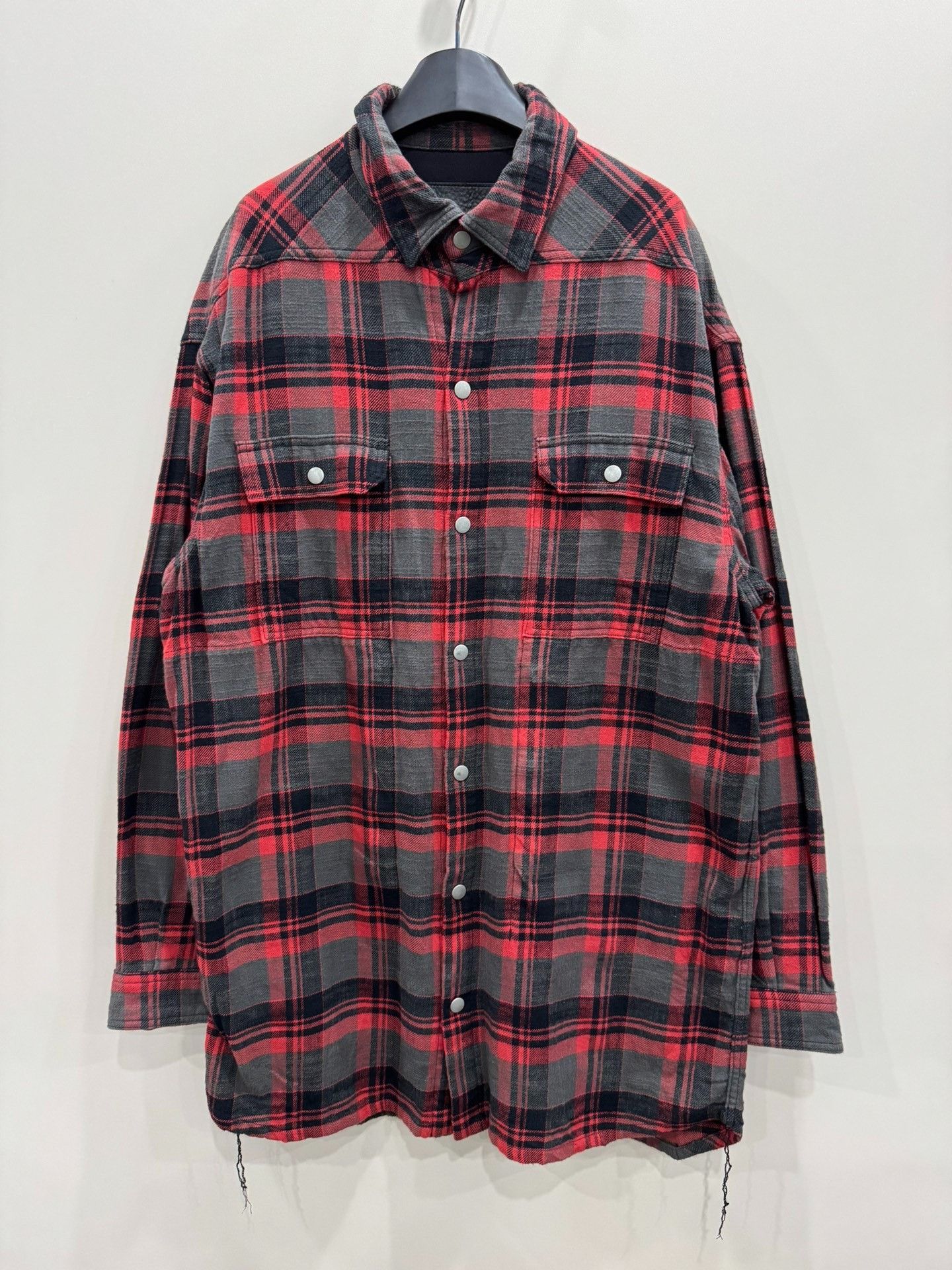 Rick Owens Drkshdw Rick Owens Drkshdw Distressed Plaid Shirt Size US M / EU 48-50 / 2 - 1 Thumbnail
