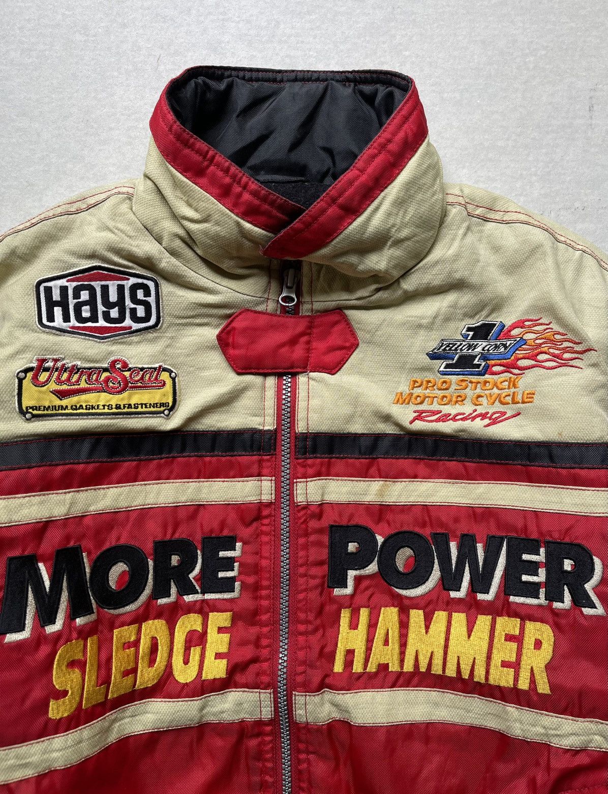 YELLOW CORN 🔥Vtg Yellow Corn Full Patches Nascar Racing Bomber Jacket Size US L / EU 52-54 / 3 - 7 Thumbnail