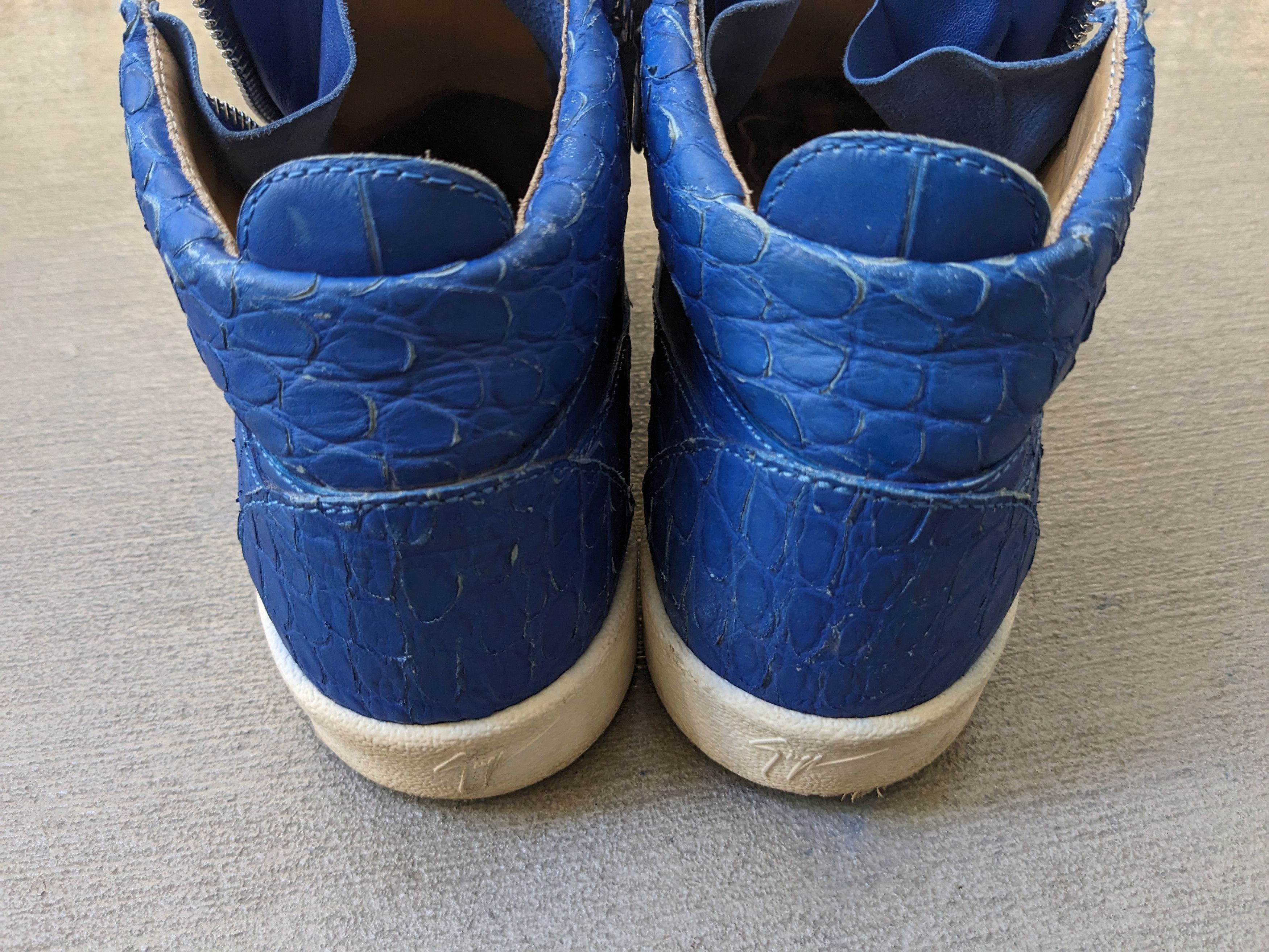 Designer Giuseppe Zanotti High Tops Blue 11 44 Croc Embossed Leather Size US 11 / EU 44 - 14 Thumbnail