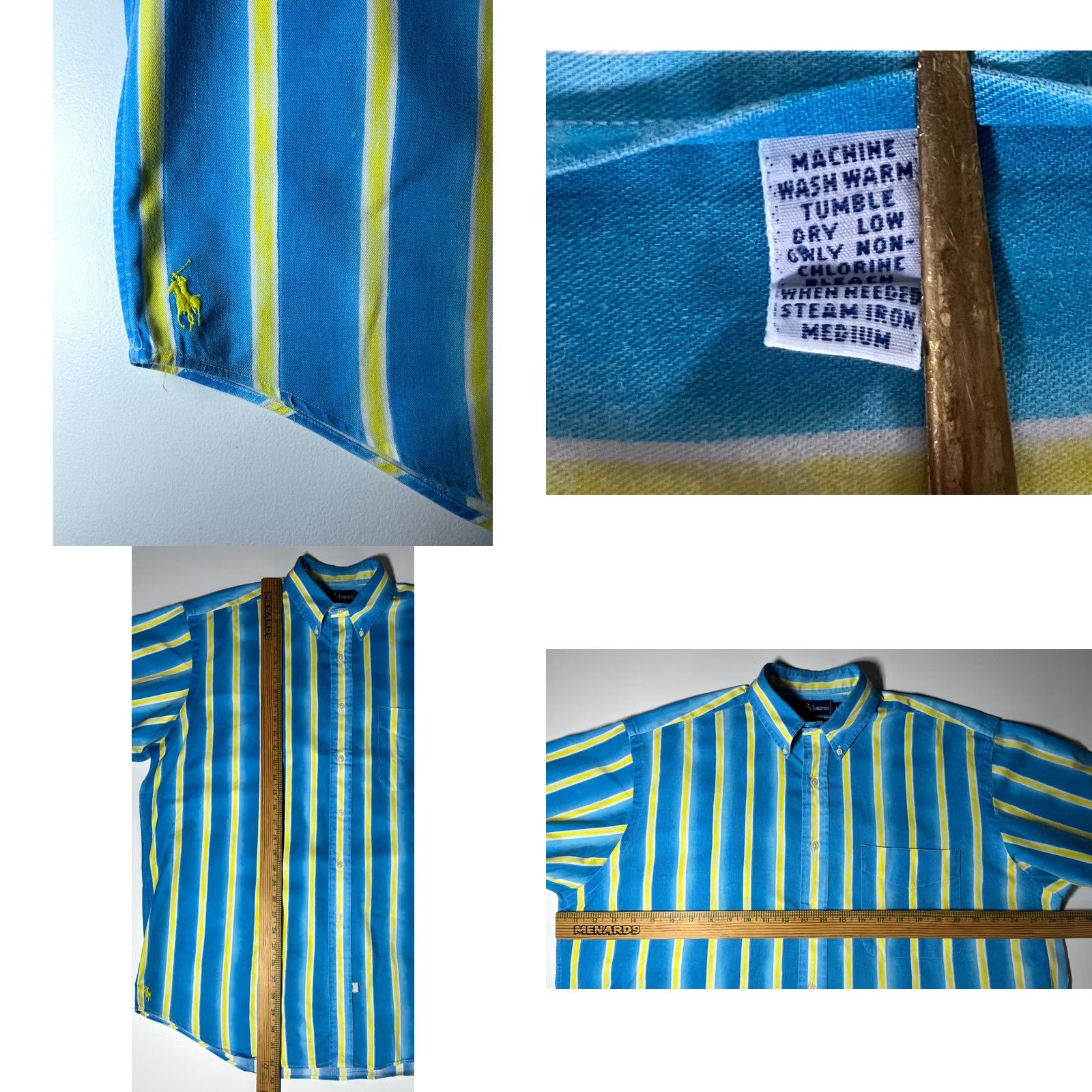 Ralph Lauren Men's Vintage Ralph Lauren Short Sleeve Button-Down Cotton Shirt Striped Sz L Size US L / EU 52-54 / 3 - 8 Thumbnail