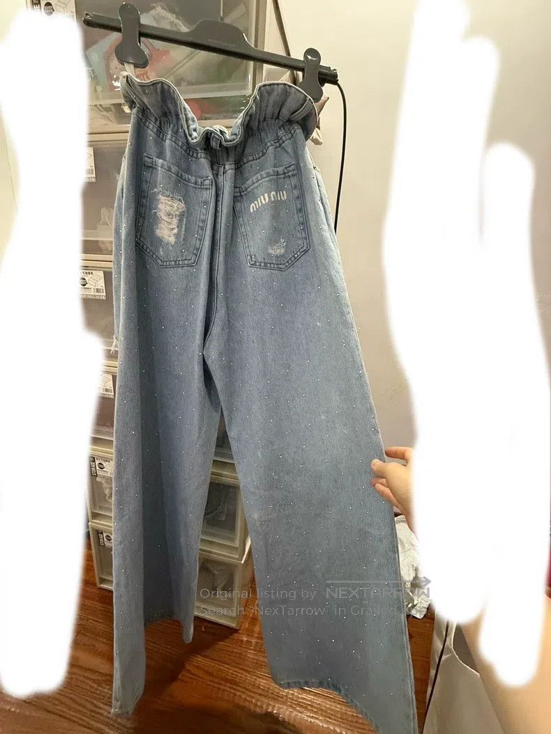 Miu Miu Miu Miu Size s Micro-pull jeans full of rhinestones and hol Size 22" - 3 Thumbnail