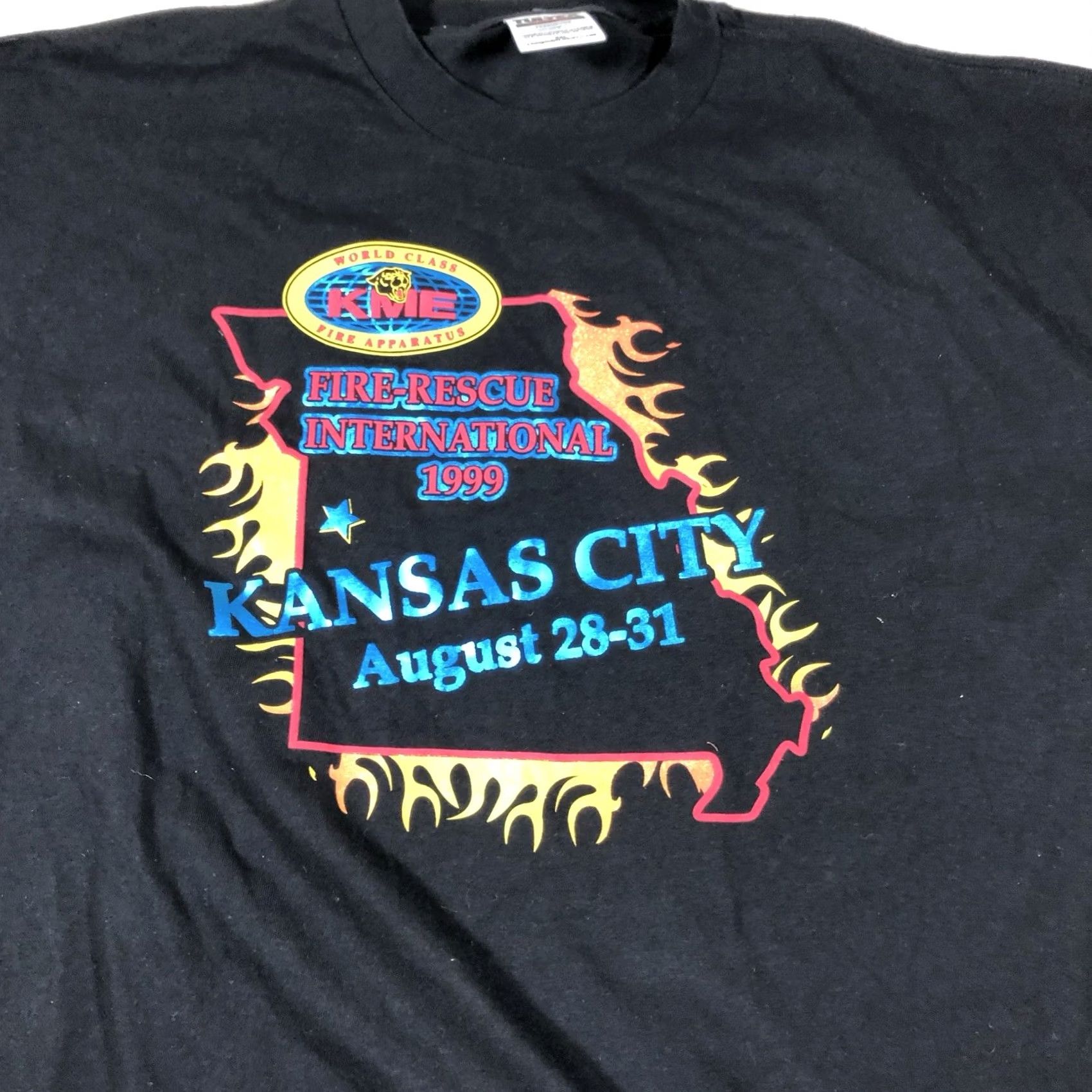 Tultex VINTAGE Kansas City Fire Rescue International Tshirt KME Tultex Black 2XL Mens Shirt City 90s Size US XXL / EU 58 / 5 - 2 Thumbnail