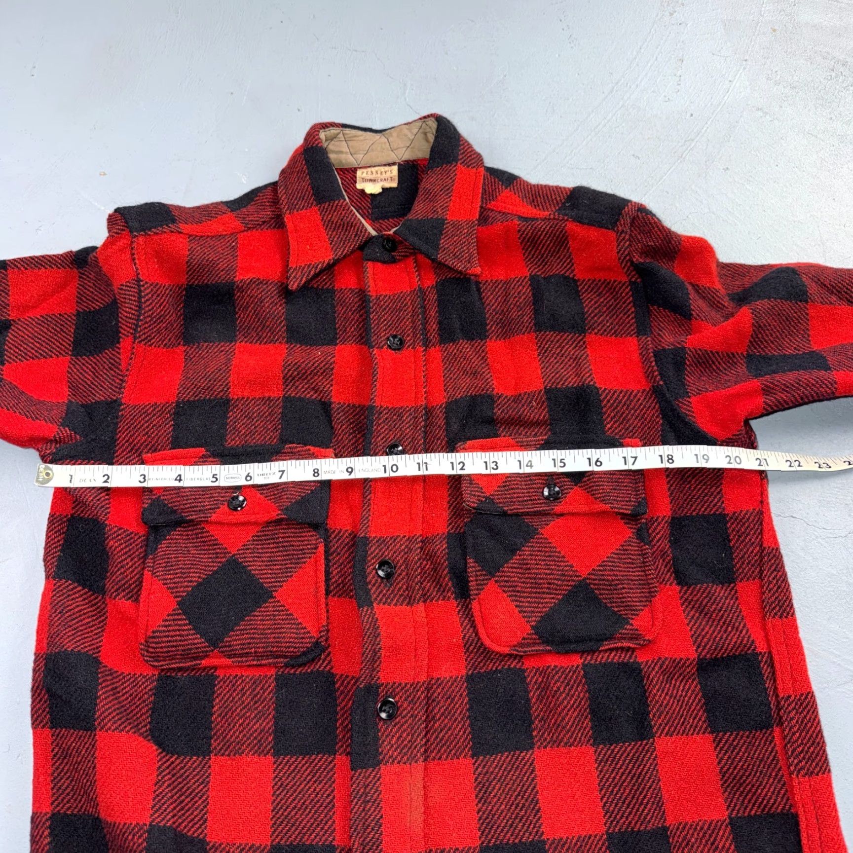 JCPenney VINTAGE Penneys Jacket Plaid Wool Buffalo Red Black 1940s 40s 50s Shirt Parka Men M Wool Size US M / EU 48-50 / 2 - 7 Thumbnail