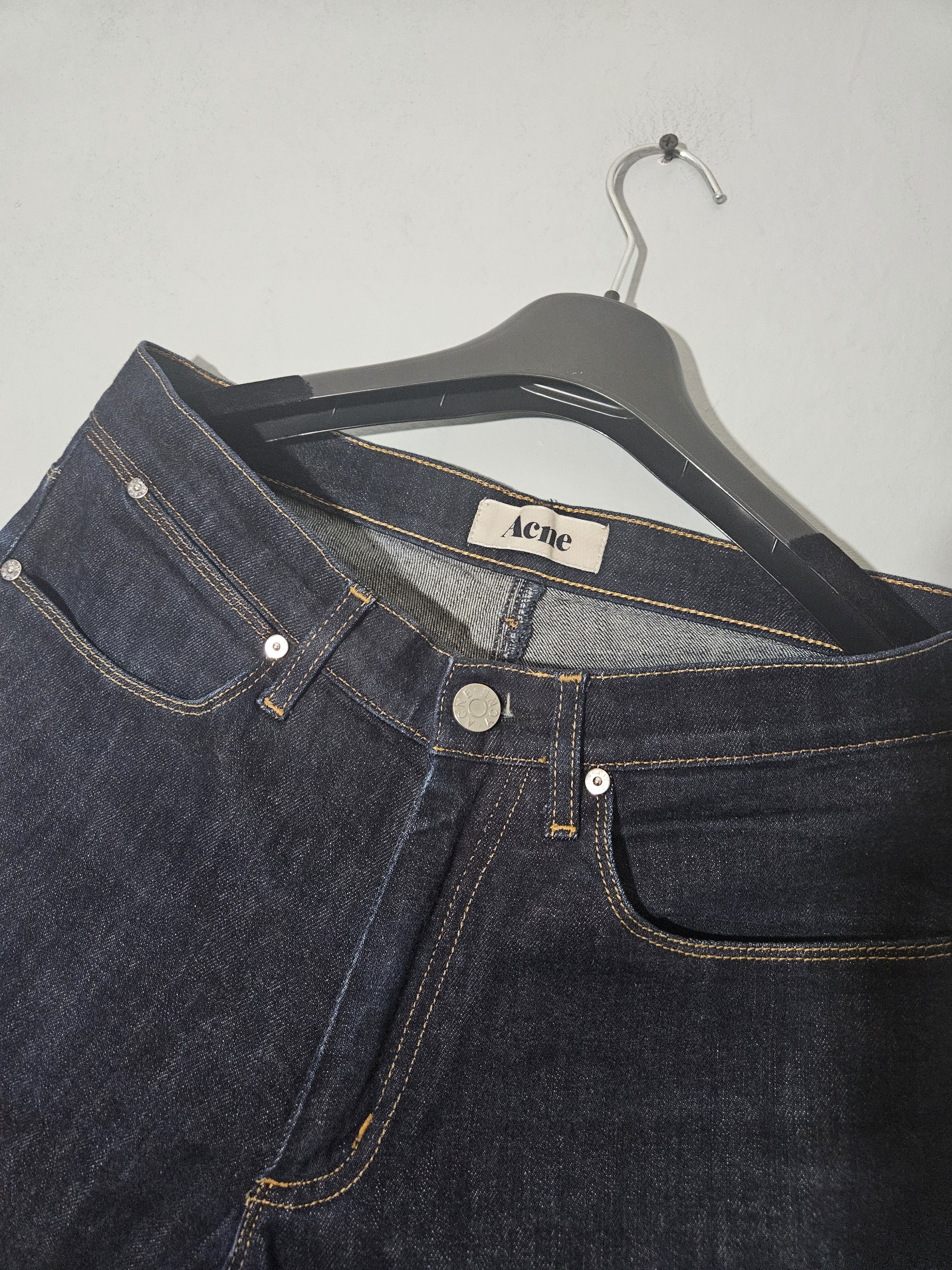 Acne Studios Max Soft Raw Leather Back Patch Blue Denim Jeans Size US 31 - 5 Thumbnail