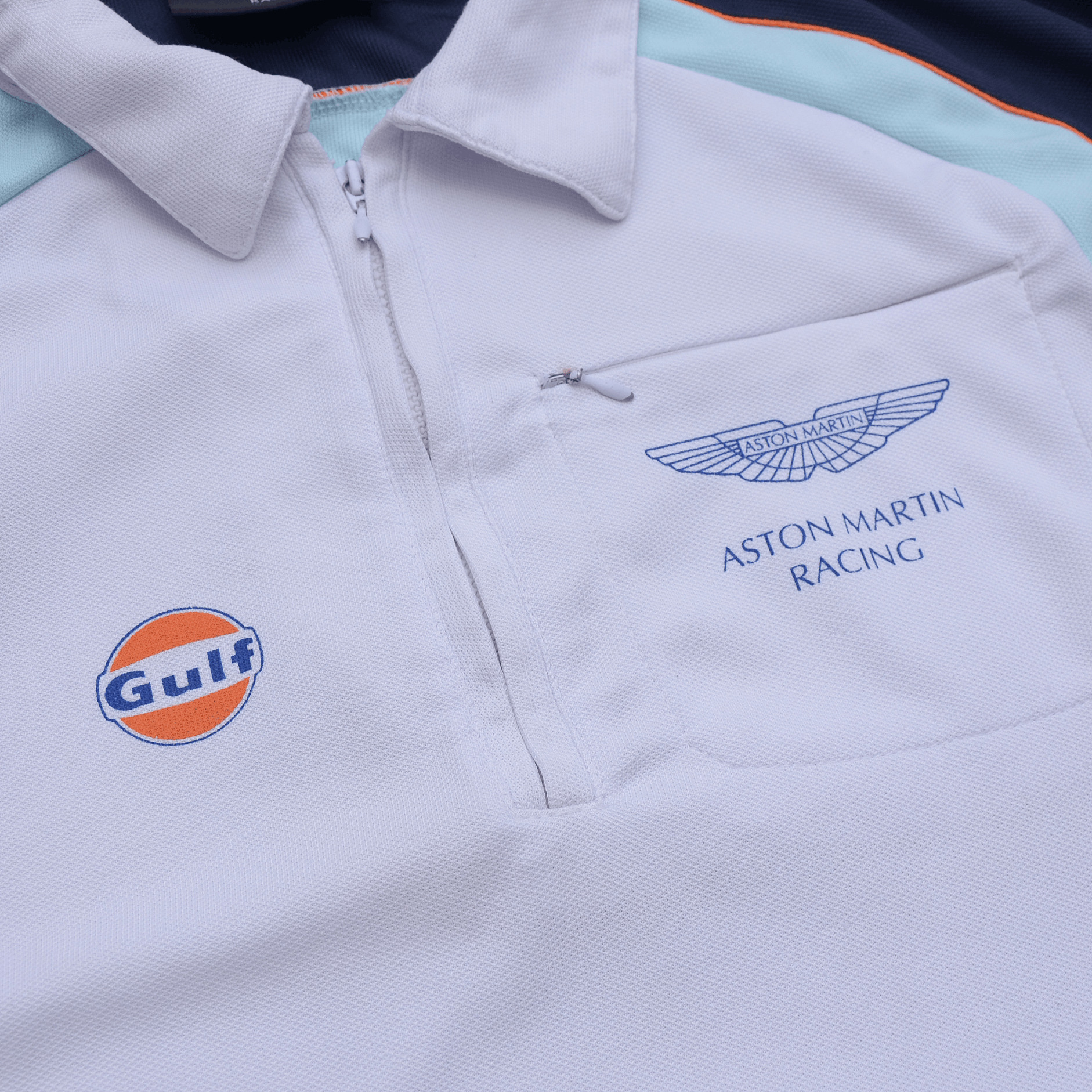 Vintage Aston Martin Racing Team Polo T-Shirt Gulf Rare Vintage XL-L Size US XL / EU 56 / 4 - 6 Thumbnail