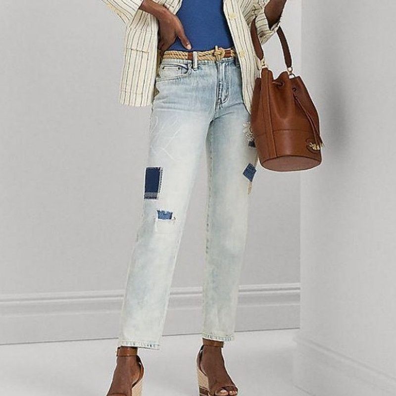 Lauren Ralph Lauren Ralph Lauren Patchwork Relax Tapered Ankle Jeans 28/6 Size 28" / US 6 / IT 42 - 1 Thumbnail