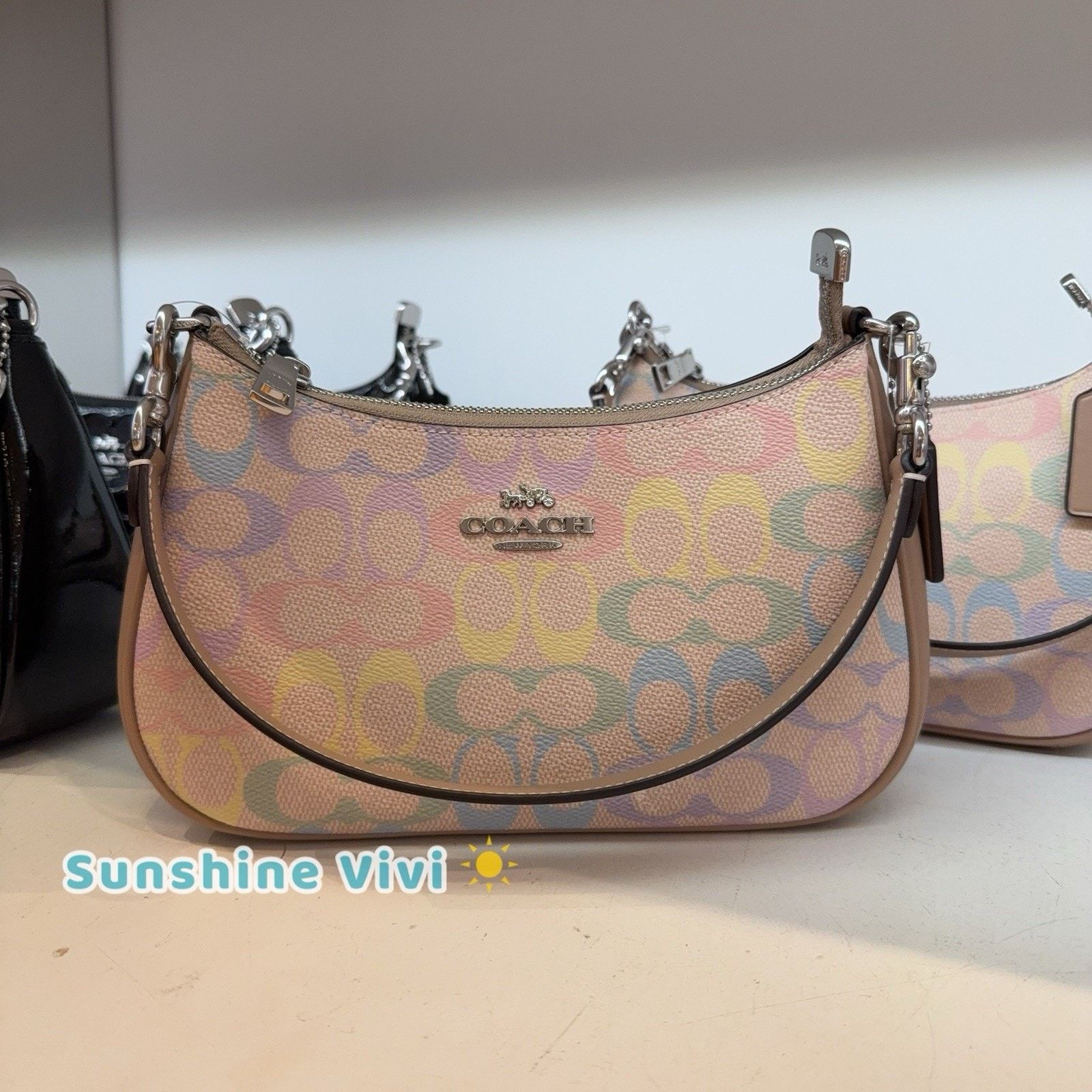 Coach NWT Coach Teri Shoulder Bag Rainbow Canvas CDA91 Sand Multi Size ONE SIZE - 5 Thumbnail