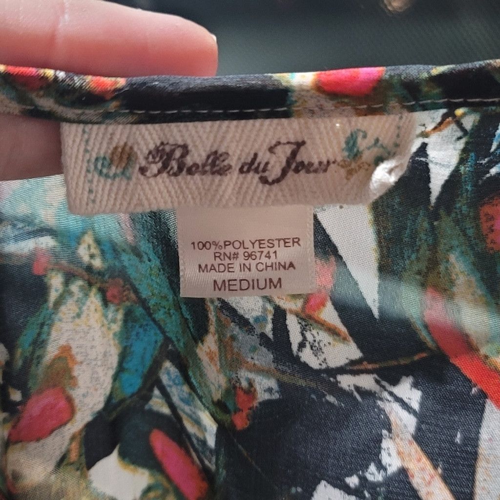Other BELLE du JOUR Sheer Ruffle Colorful Tropical Parakeets Dress Size M / US 6-8 / IT 42-44 - 6 Thumbnail