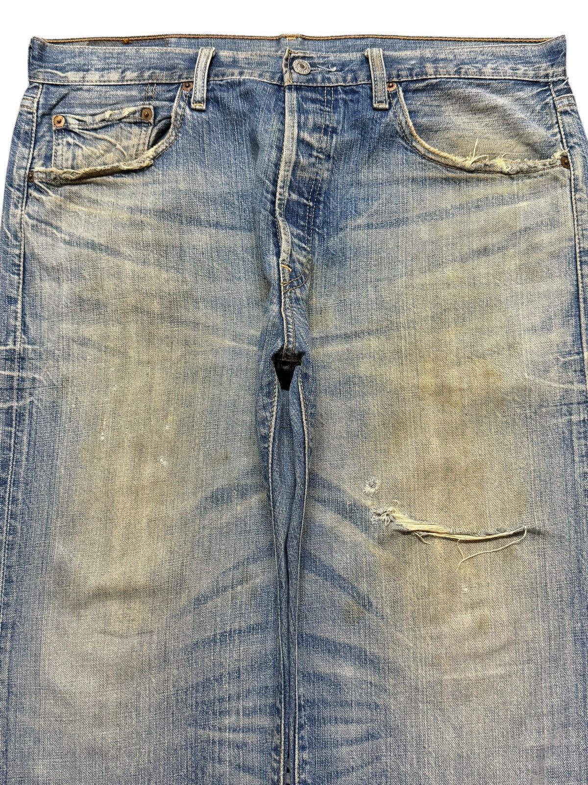 Levi's Vtg 90s Levis 501 Mud Wash Faded Whisker Wide Leg Straight Size US 36 / EU 52 - 3 Thumbnail