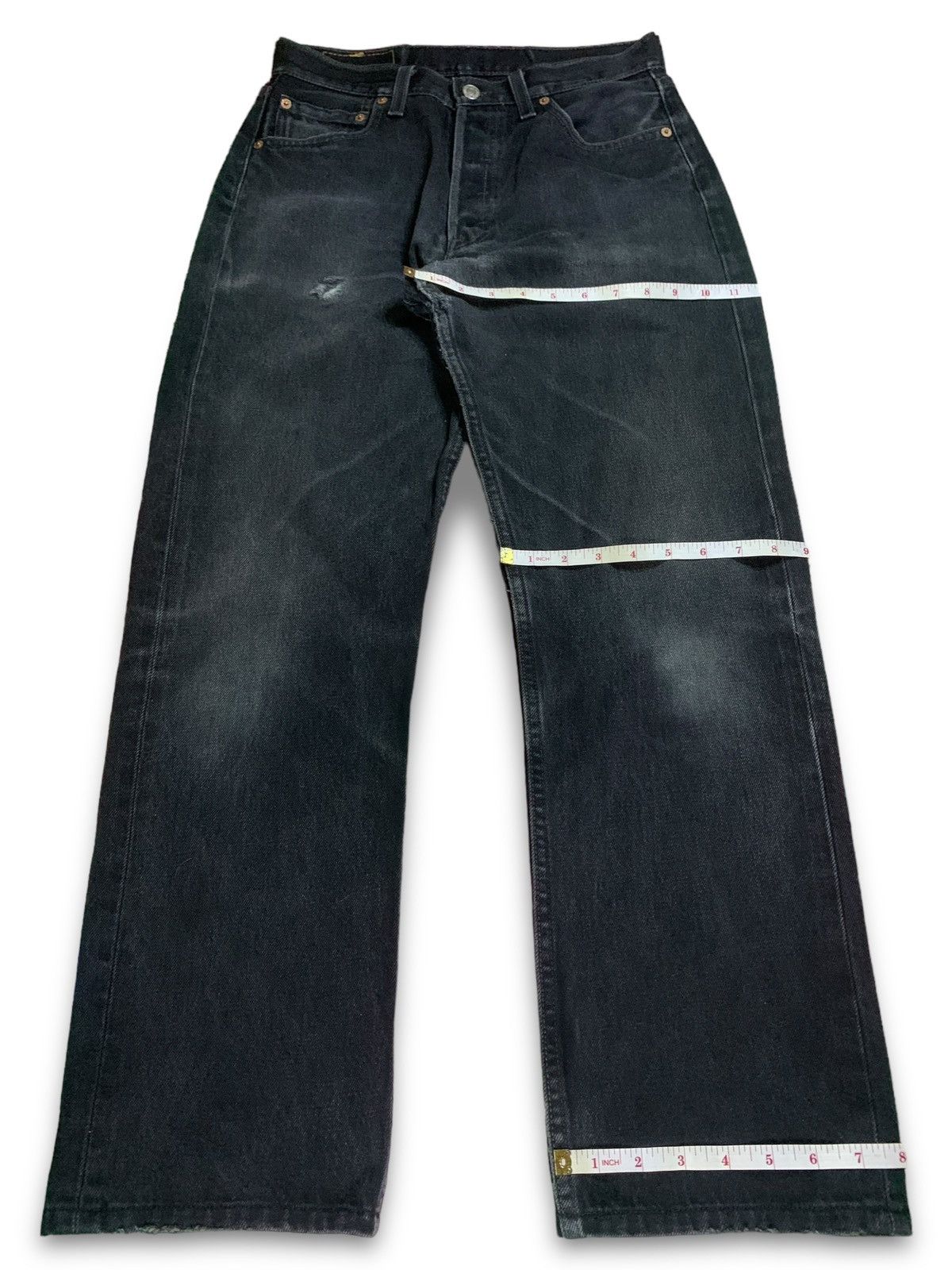 Levi's × Levi's Vintage Clothing Vintage 90s Levis 501 Distressed Black Loose Jeans 29x29 Size US 29 - 12 Thumbnail