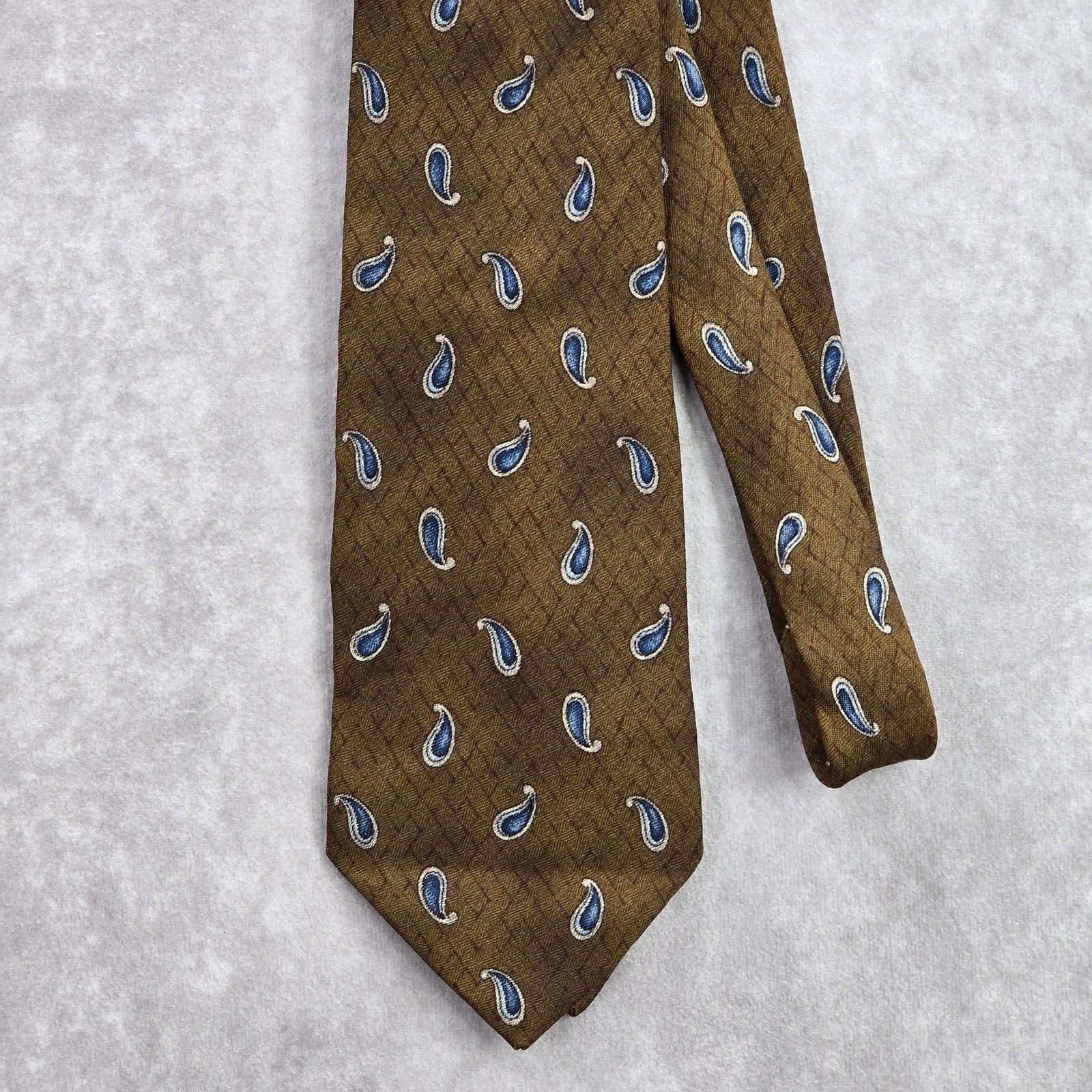 Joseph Abboud Joseph Abboud Brown Blue Floral Paisley Silk Italy Neck Tie Size 30 - 2 Thumbnail