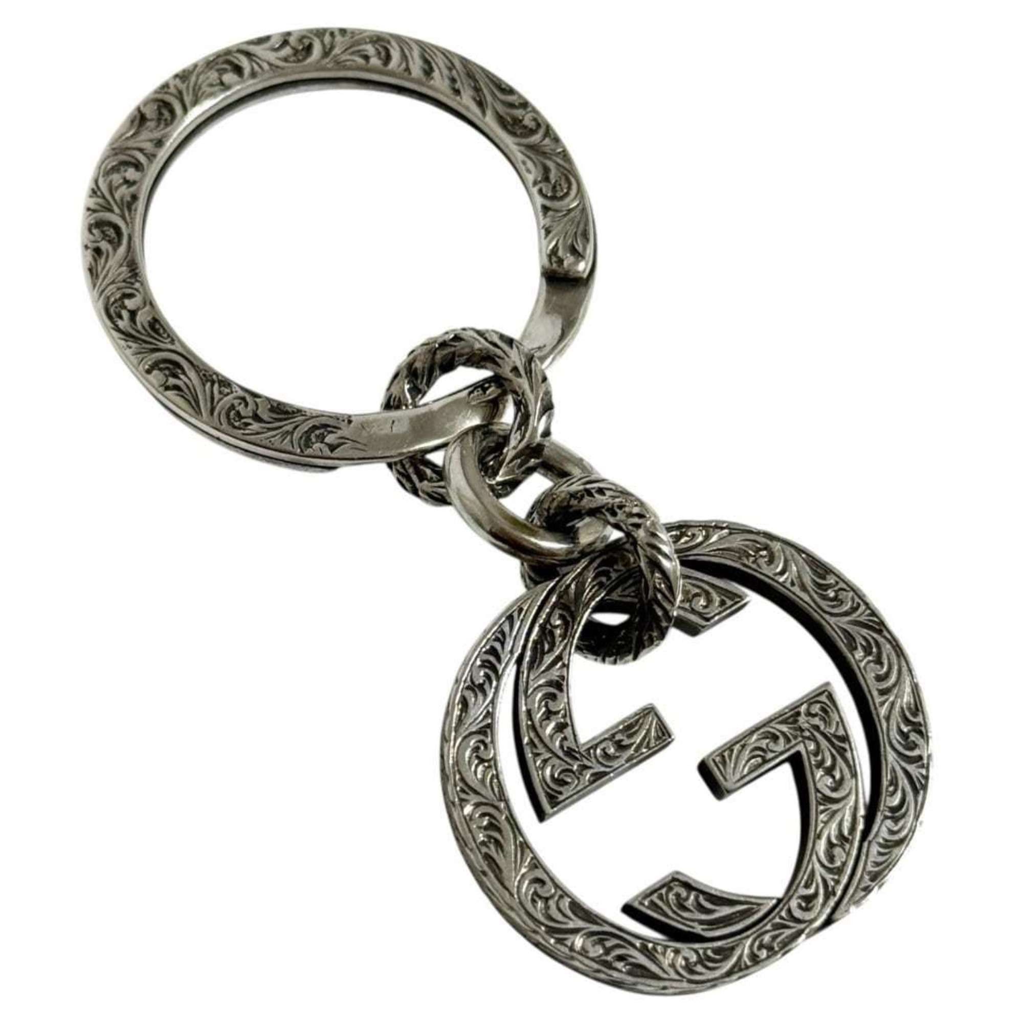 Gucci Gucci Men's Arabesque Keychain/Key Ring with Double G in Silver 925 Size ONE SIZE - 1 Thumbnail