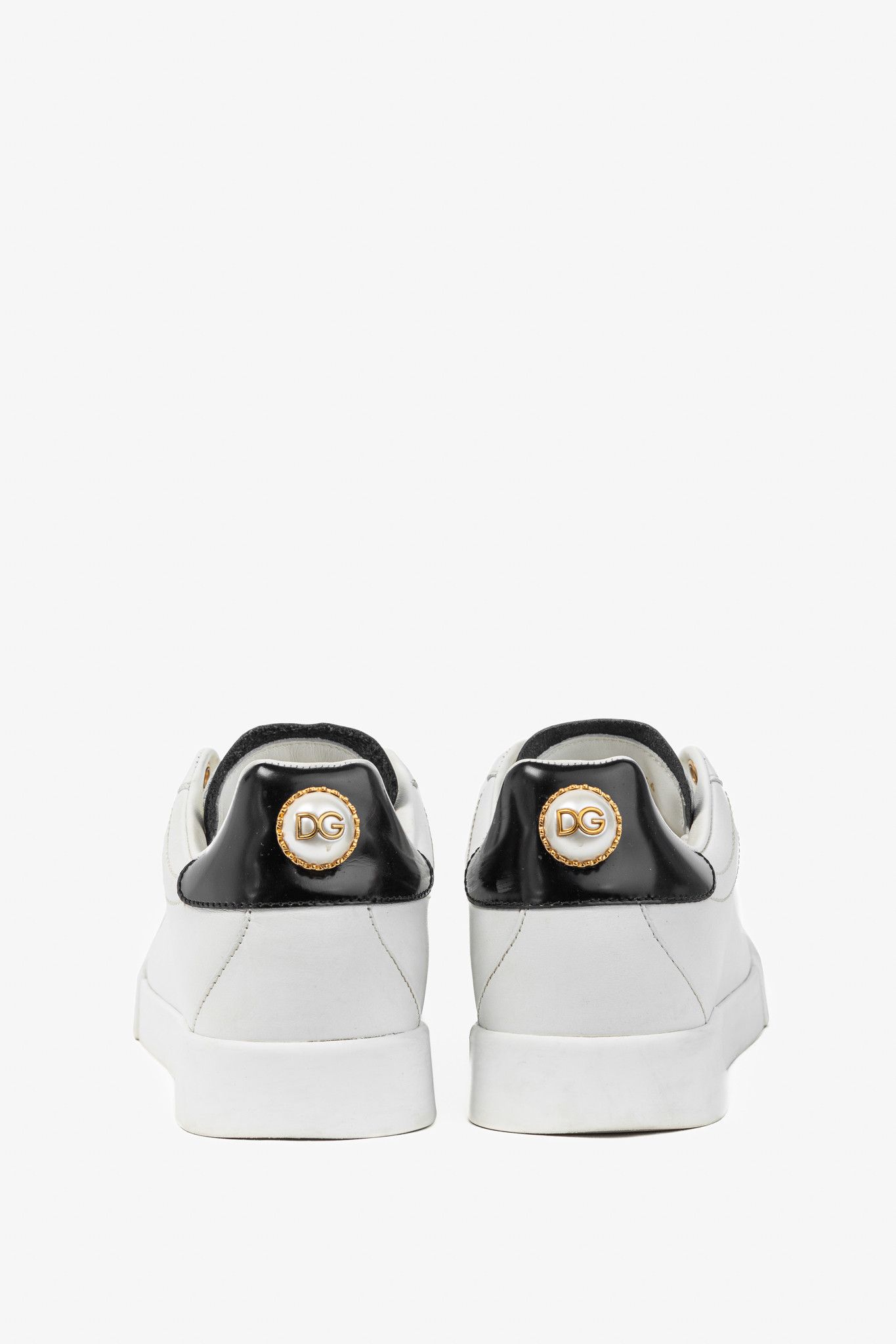 Dolce & Gabbana Dolce & Gabbana Portofino Leather Pearl-Embellished Sneakers Size US 5.5 / IT 35.5 - 3 Thumbnail