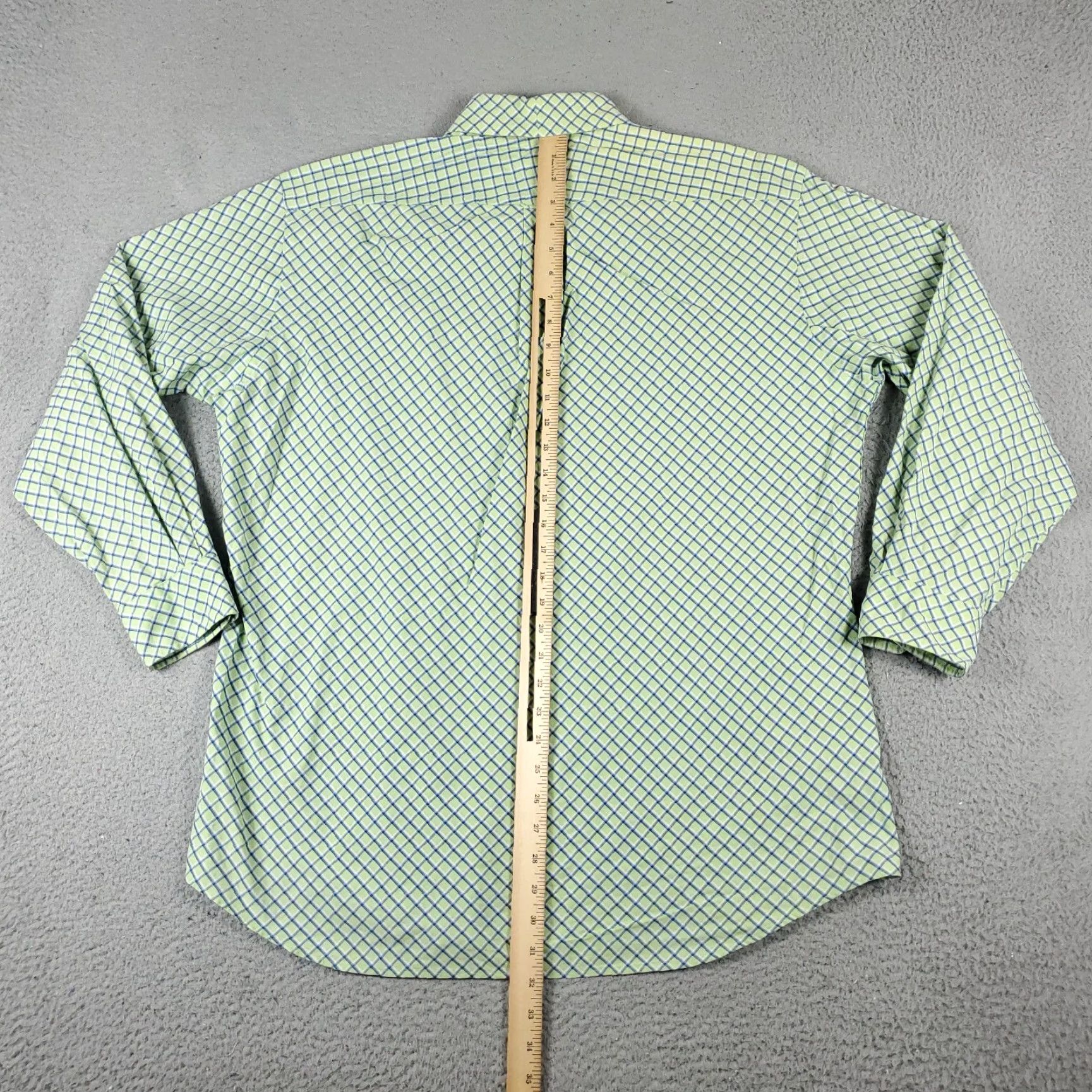 Tommy Hilfiger Tommy Hilfiger Dress Shirt Mens 16.5 Green Check Button Up Long Sleeve Casual Business 100% Cotton Men's Shirt Size 42R - 3 Thumbnail