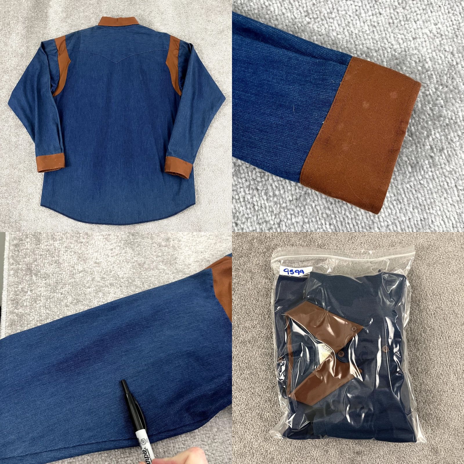 Vintage VINTAGE Panhandle Slim Button-Up Shirt Mens Large 16.5 Blue Solid Western Rodeo USA Size US L / EU 52-54 / 3 - 8 Thumbnail